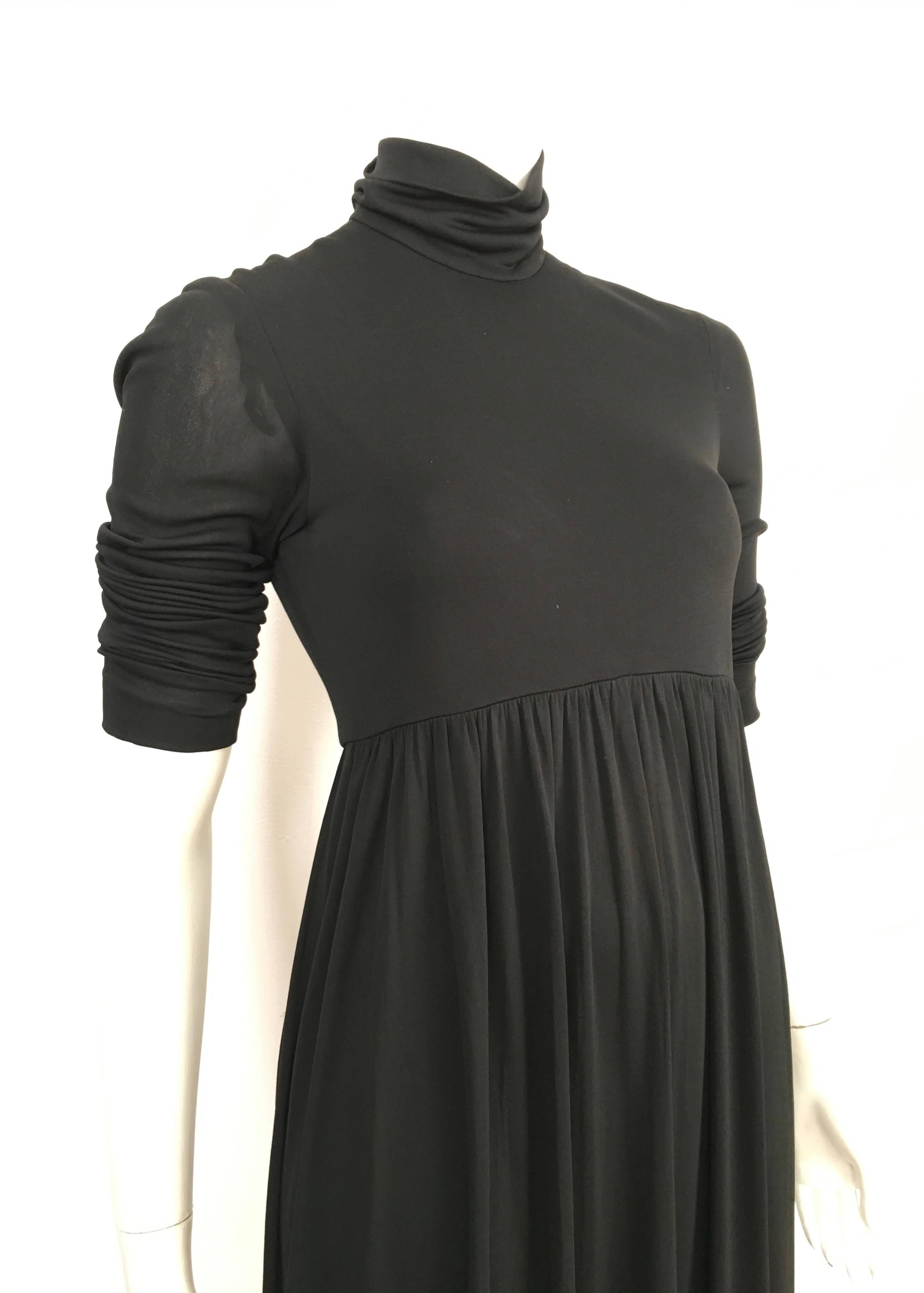 Joseph Magnin 1960s Black Jersey Maxi Dress Size 4.  For Sale 7