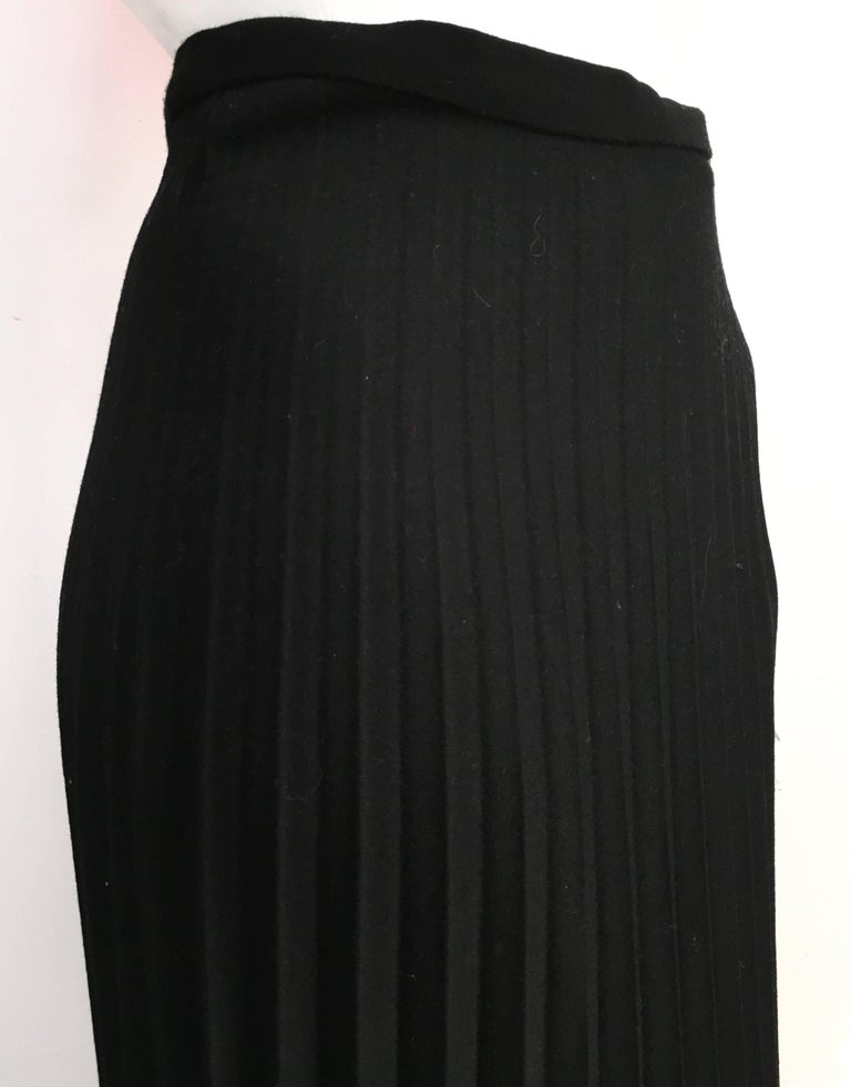 Rebecca Danenberg Black Wool Pleated Long Skirt, 1990s For Sale at 1stDibs