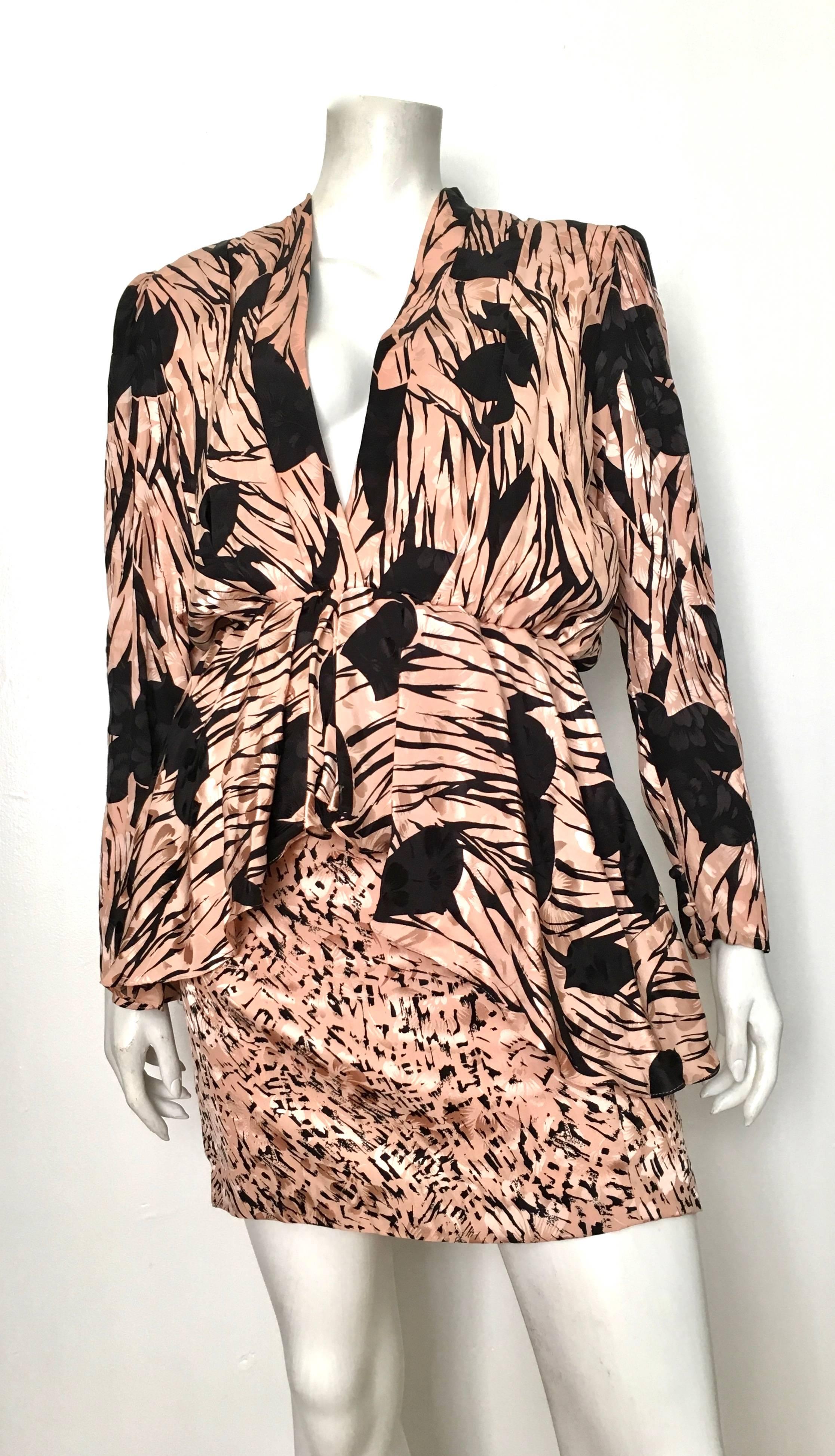 Saint Romei for Neiman Marcus 1980s Silk Dress Size 6.  For Sale 2