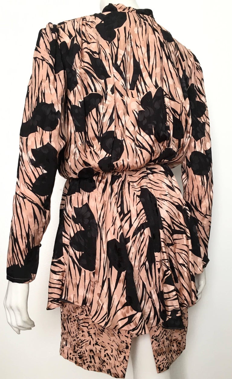 DIANE FREIS vintage 1980s silk dress, Neiman Marcus floral gypsy dress, flutter sleeves high low ruffle cocktail dress