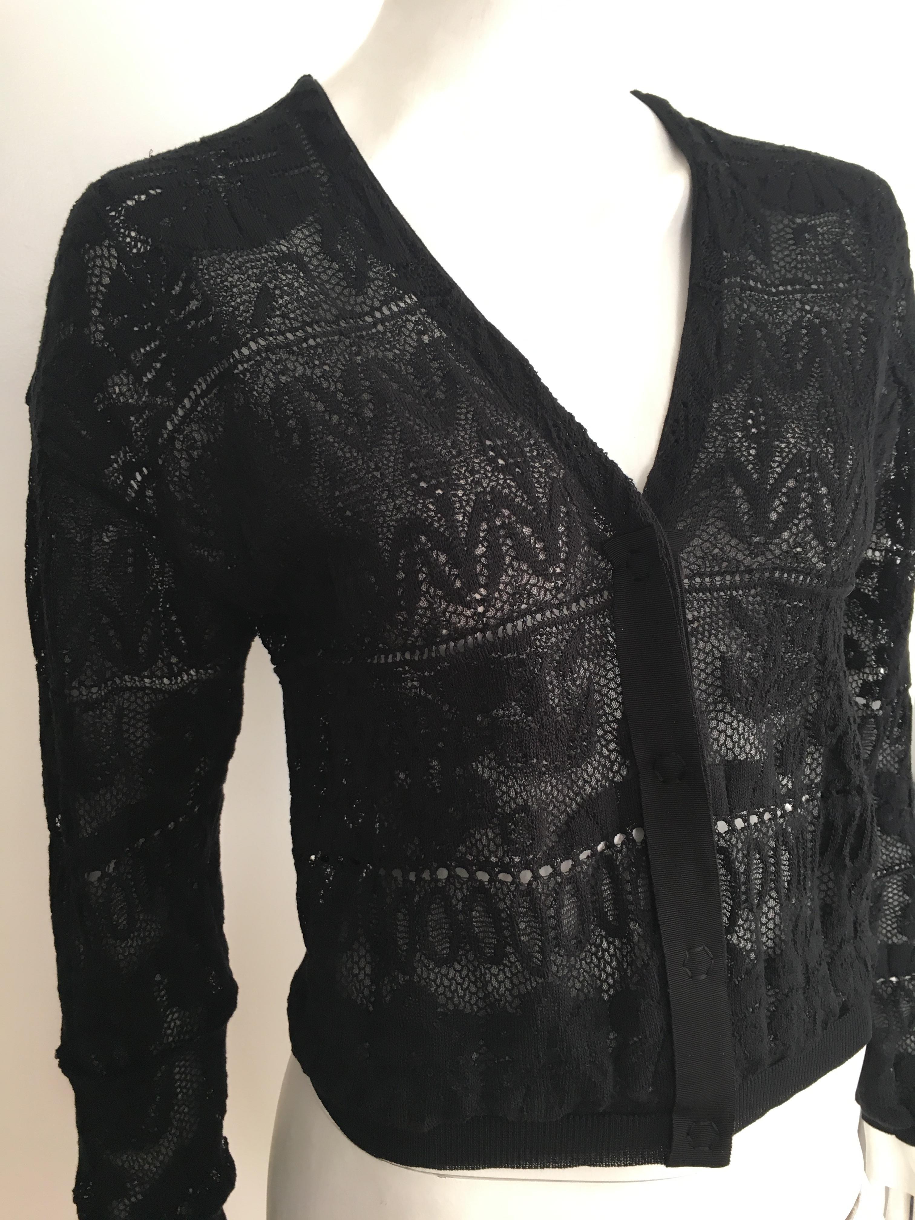 Lanvin Black Lace Snap Button Cardigan Size 4. 6