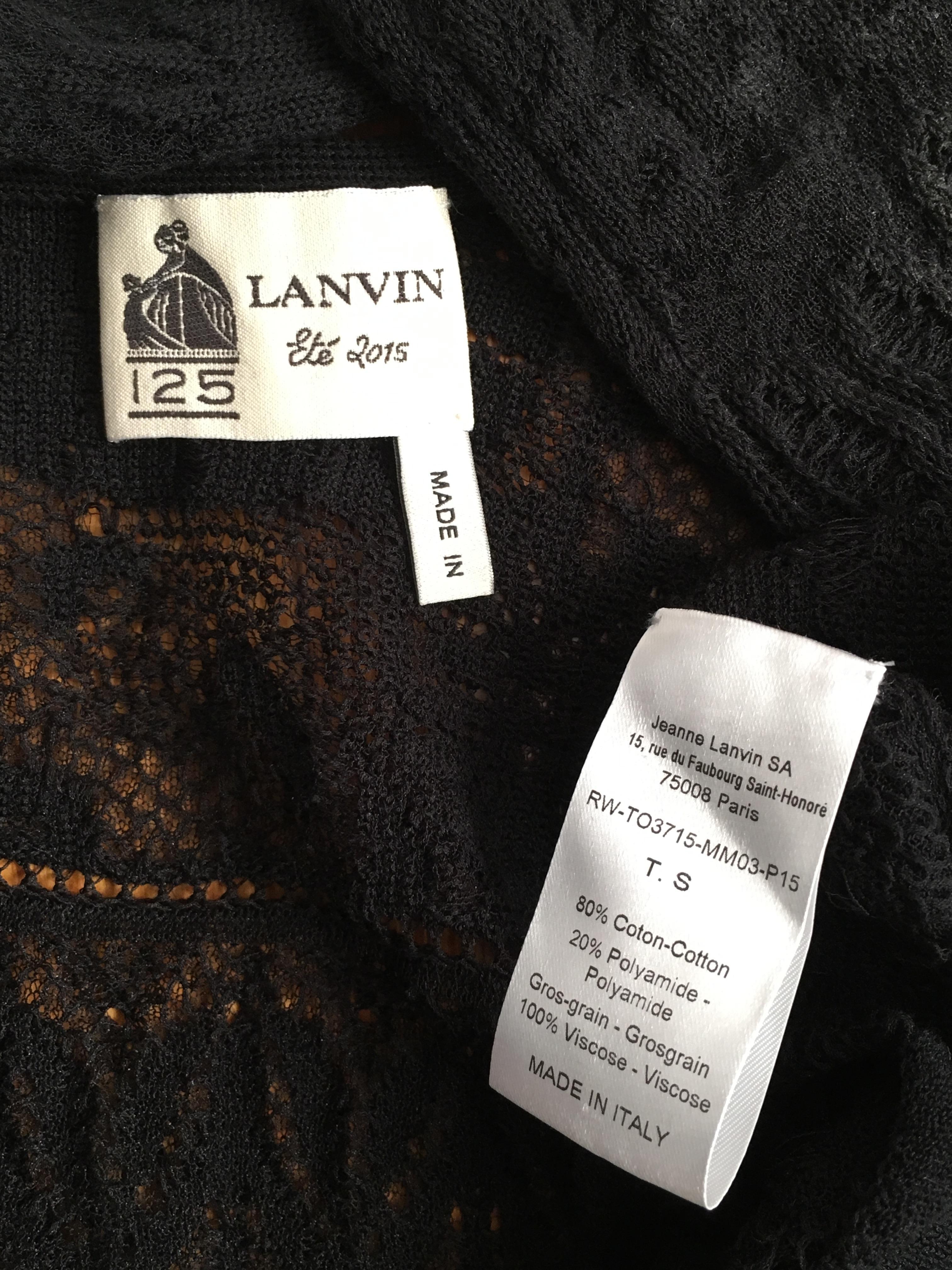 Lanvin Black Lace Snap Button Cardigan Size 4. 10