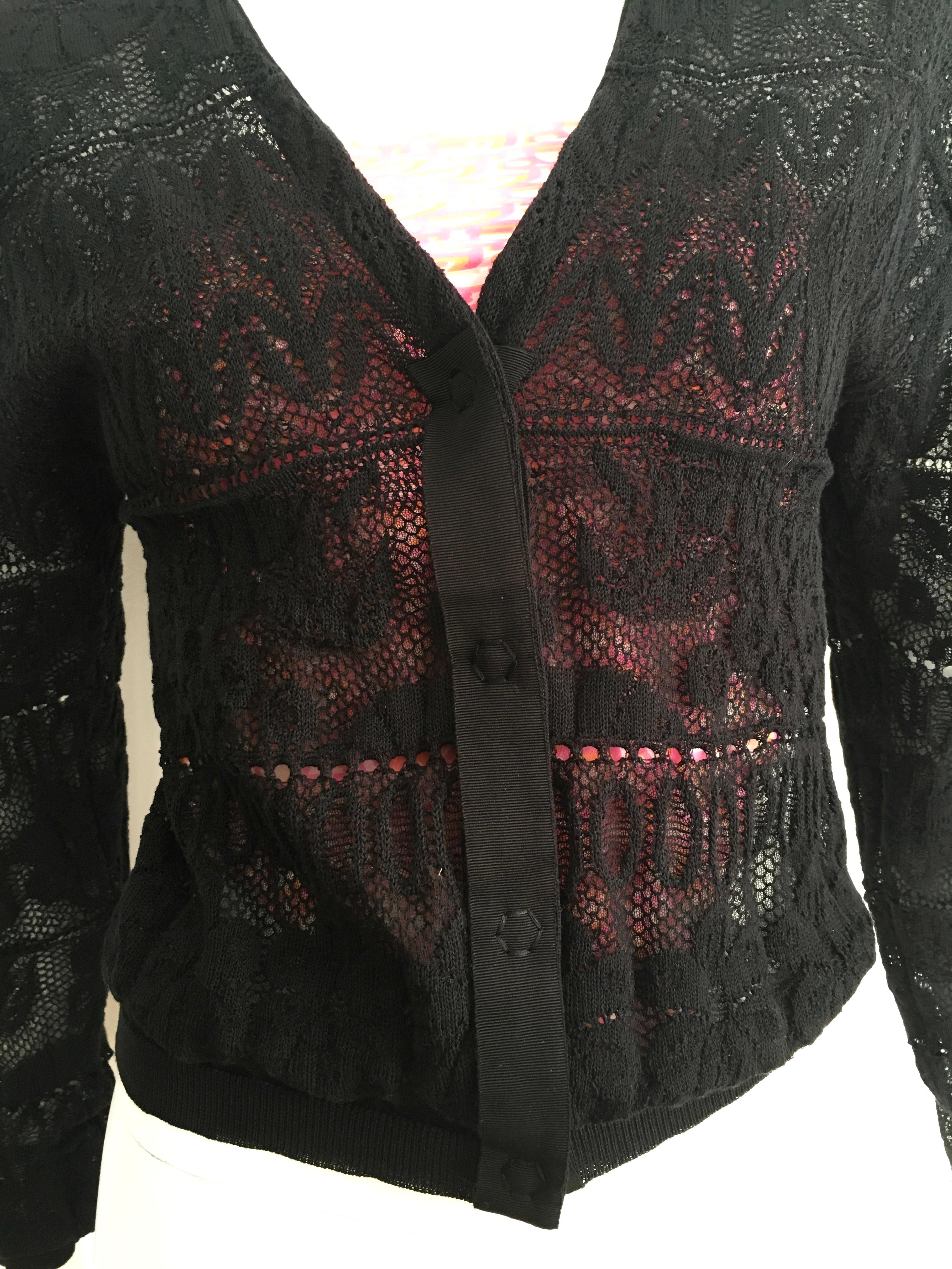 Lanvin Black Lace Snap Button Cardigan Size 4. 1