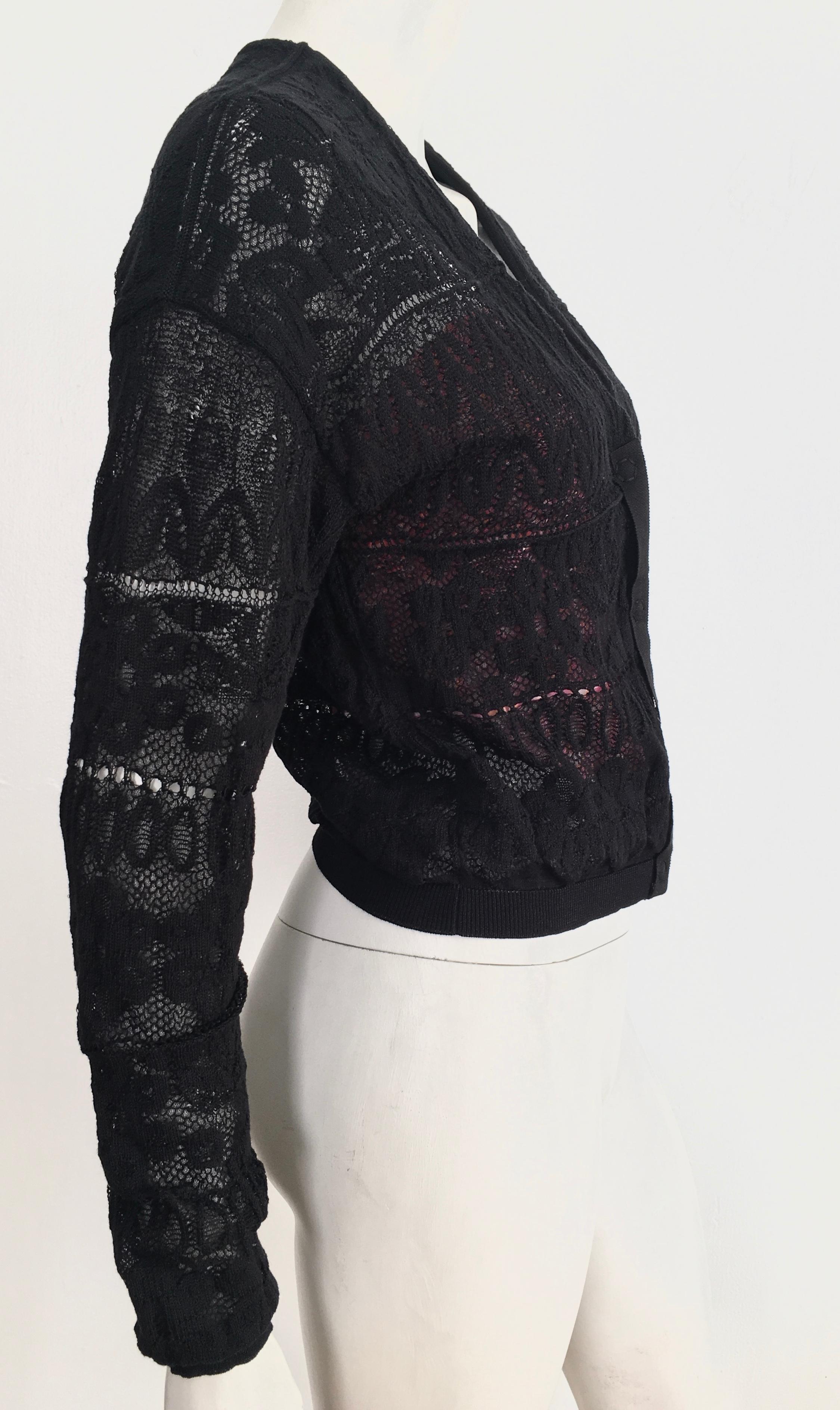 Lanvin Black Lace Snap Button Cardigan Size 4. 2