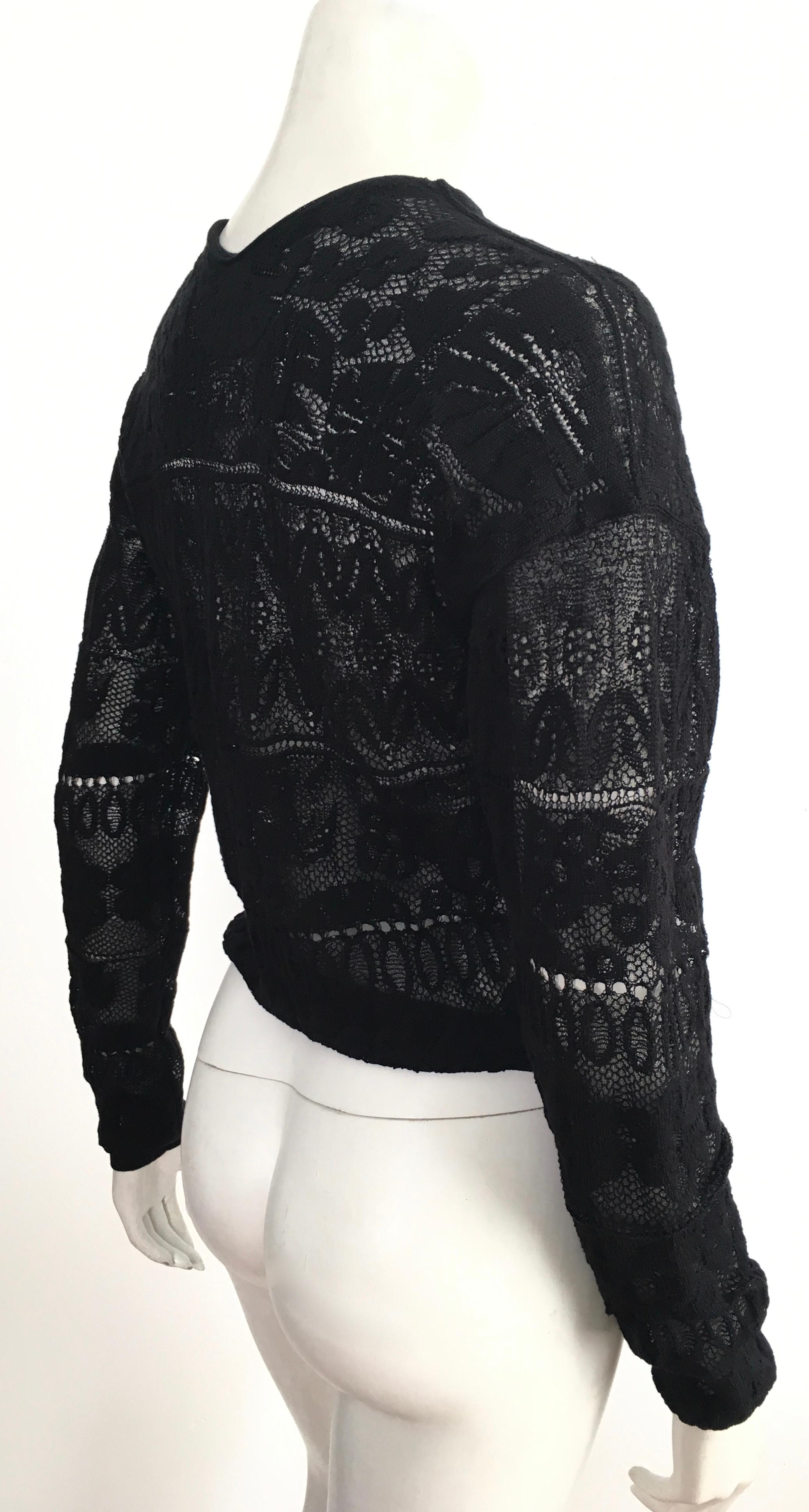 Lanvin Black Lace Snap Button Cardigan Size 4. 7