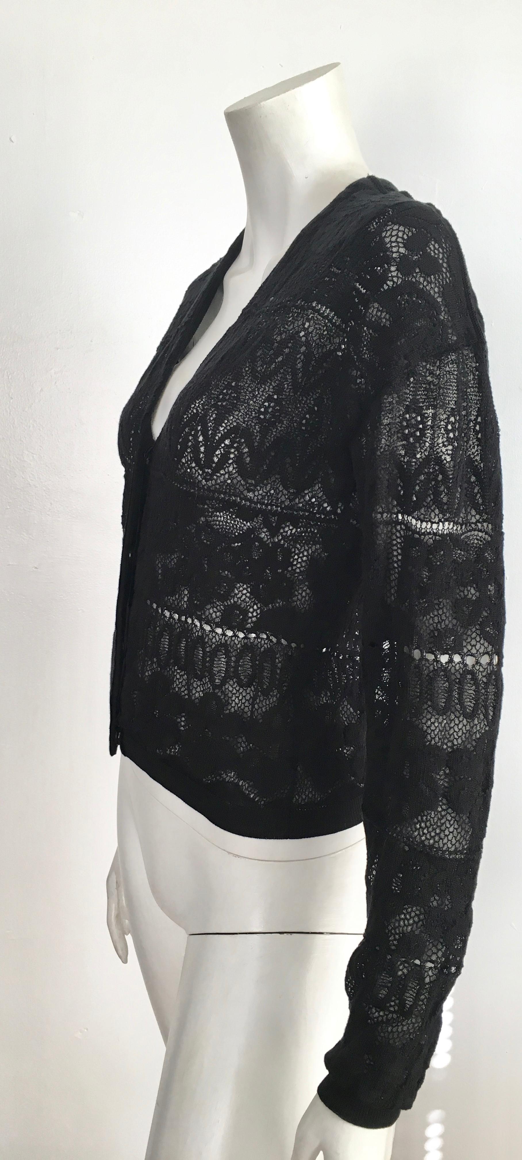 Lanvin Black Lace Snap Button Cardigan Size 4. 8