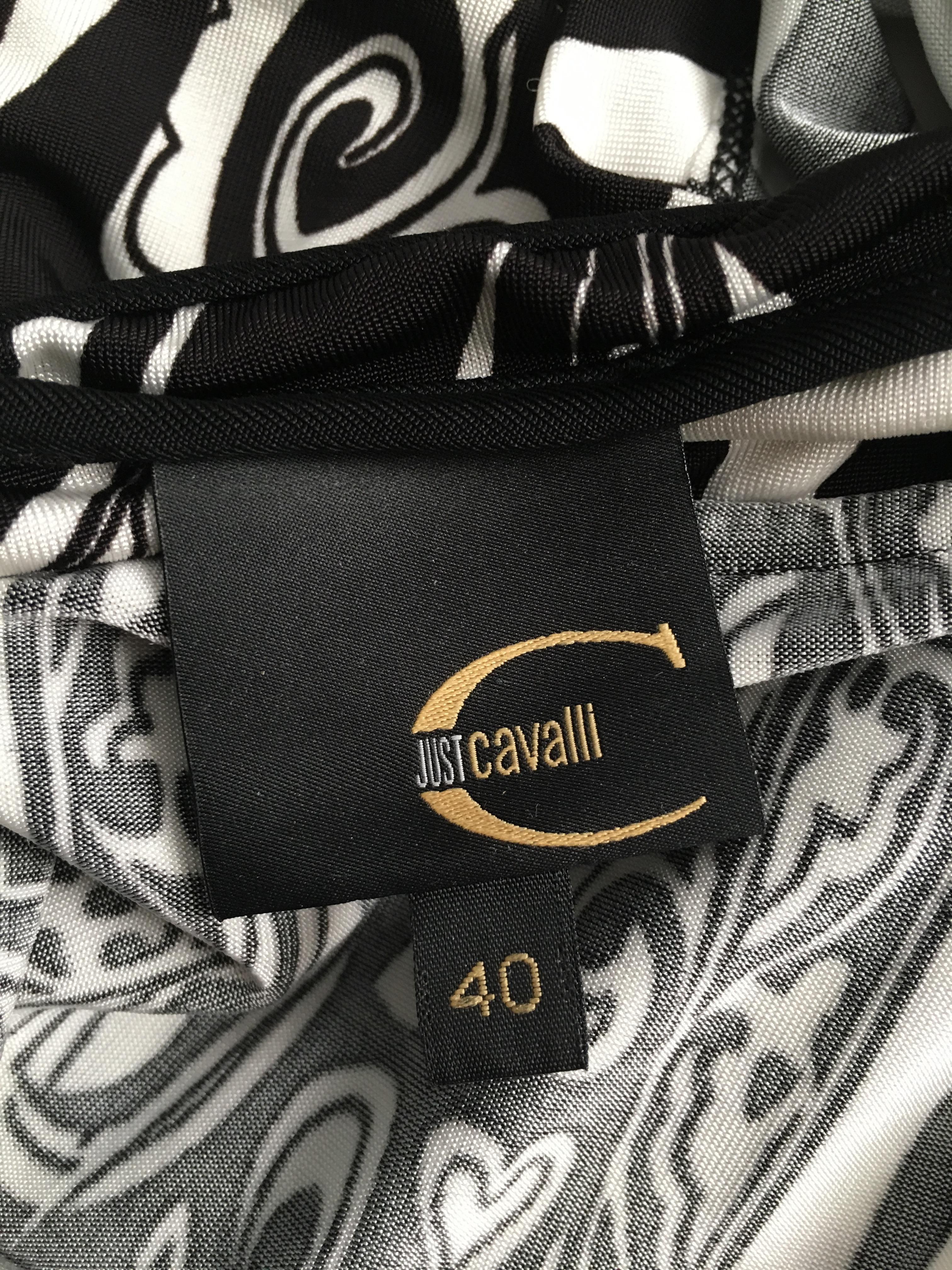 Just Cavalli Black & White Stretch Tank Top Size 4.  For Sale 5