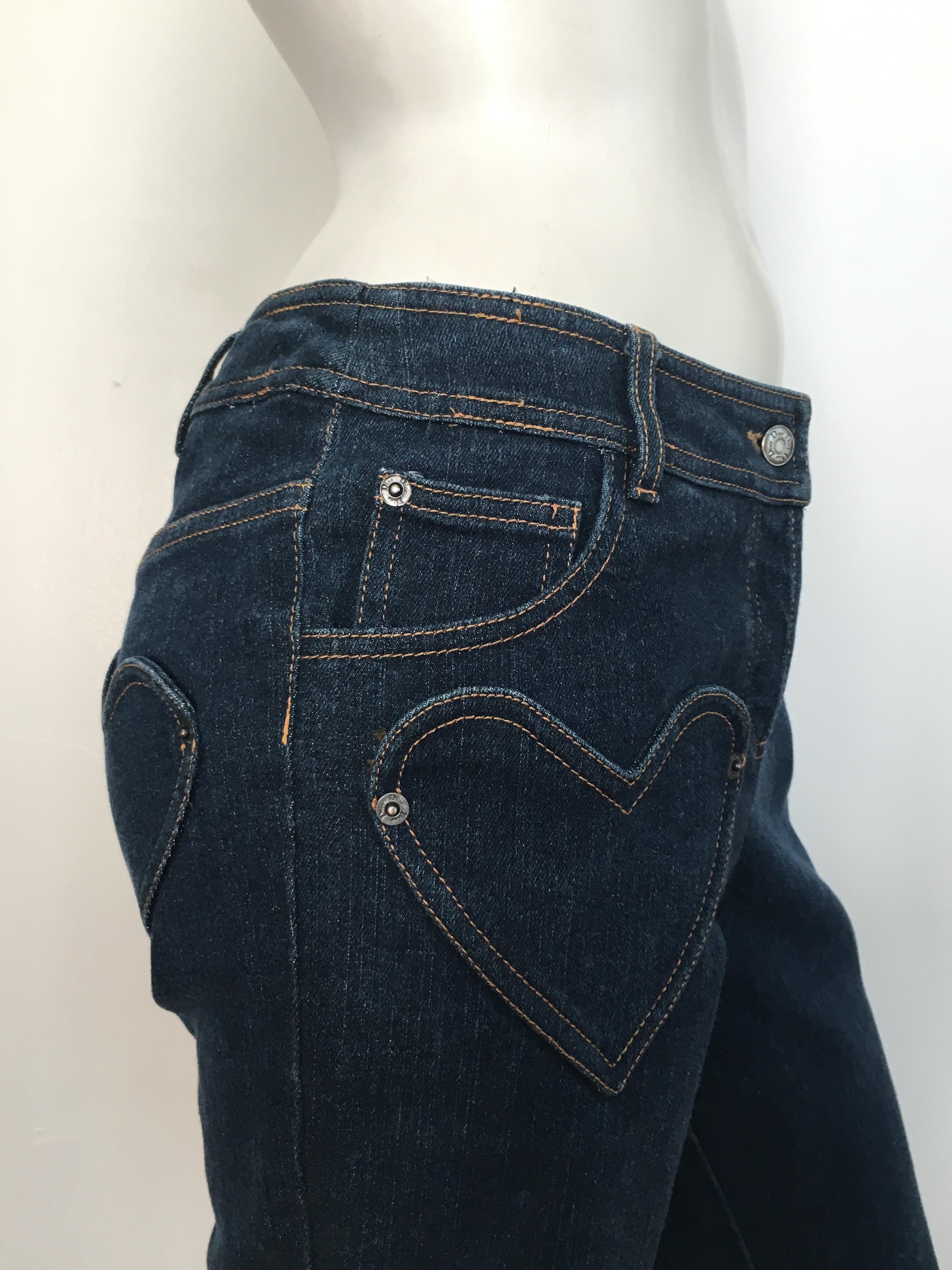 Dior Denim Button Up Jeans with Heart Shape Pockets Size 6.  1