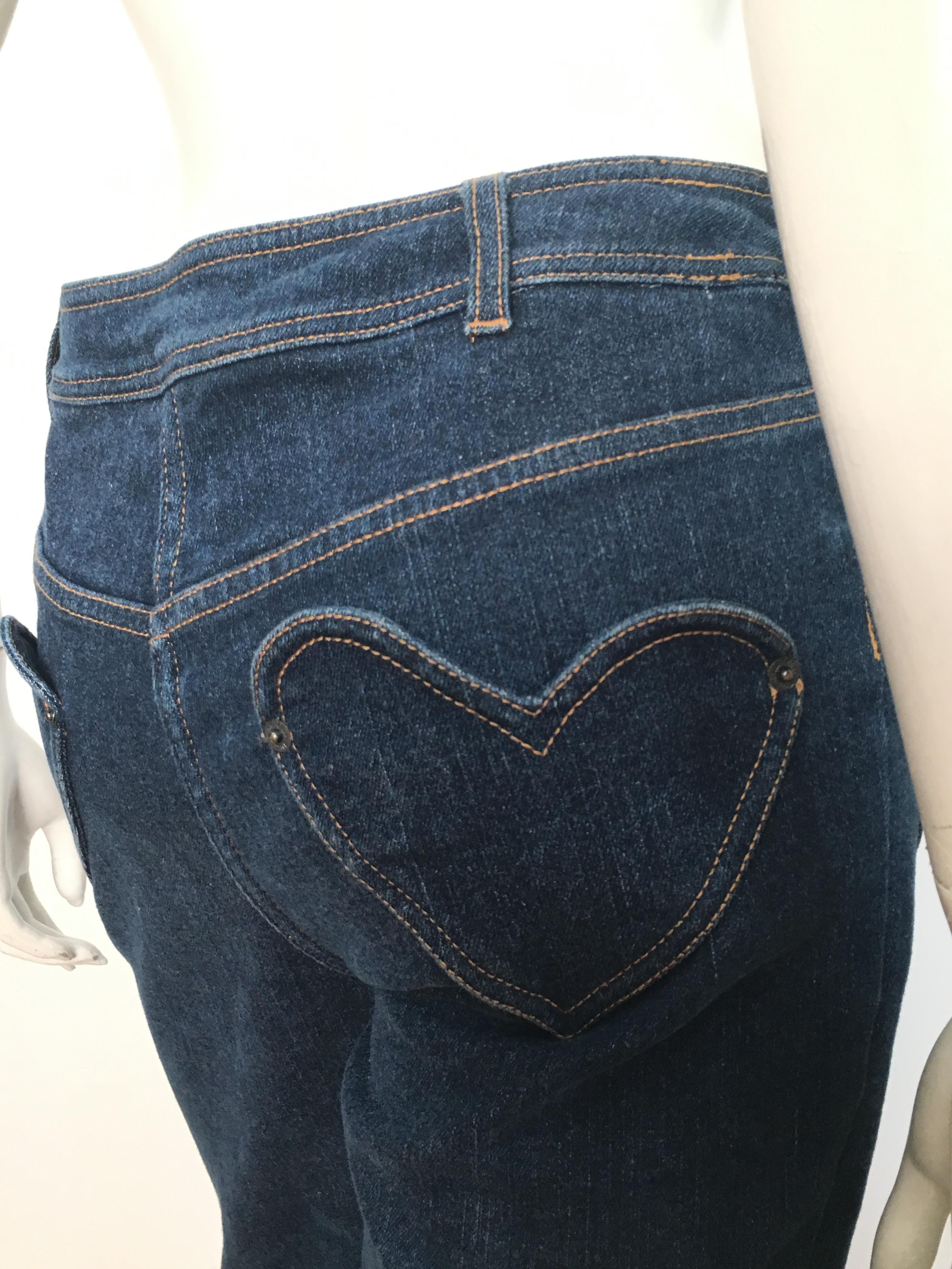Dior Denim Button Up Jeans with Heart Shape Pockets Size 6.  4