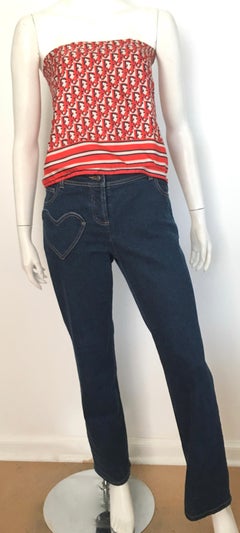 Dior Denim Button Up Jeans with Heart Shape Pockets Size 6.