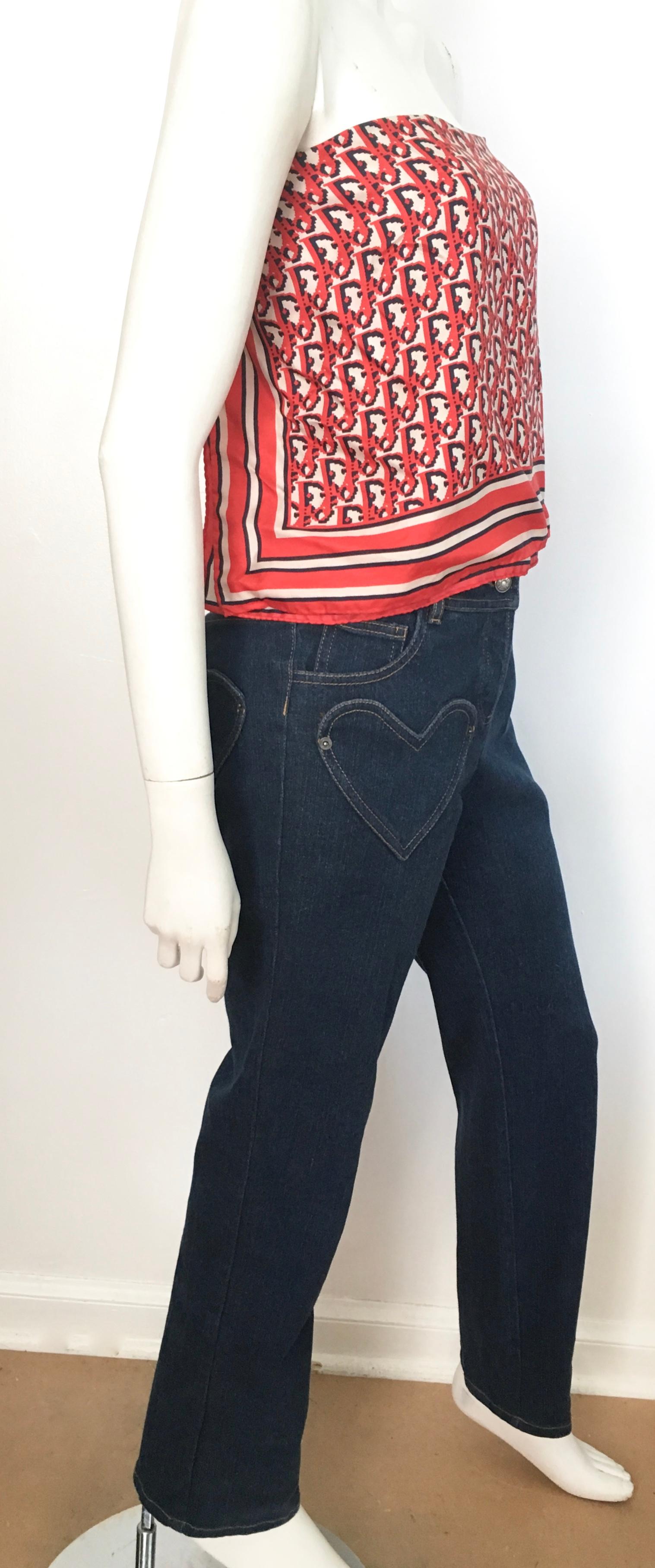 Women's or Men's Dior Denim Button Up Jeans with Heart Shape Pockets Size 6. 