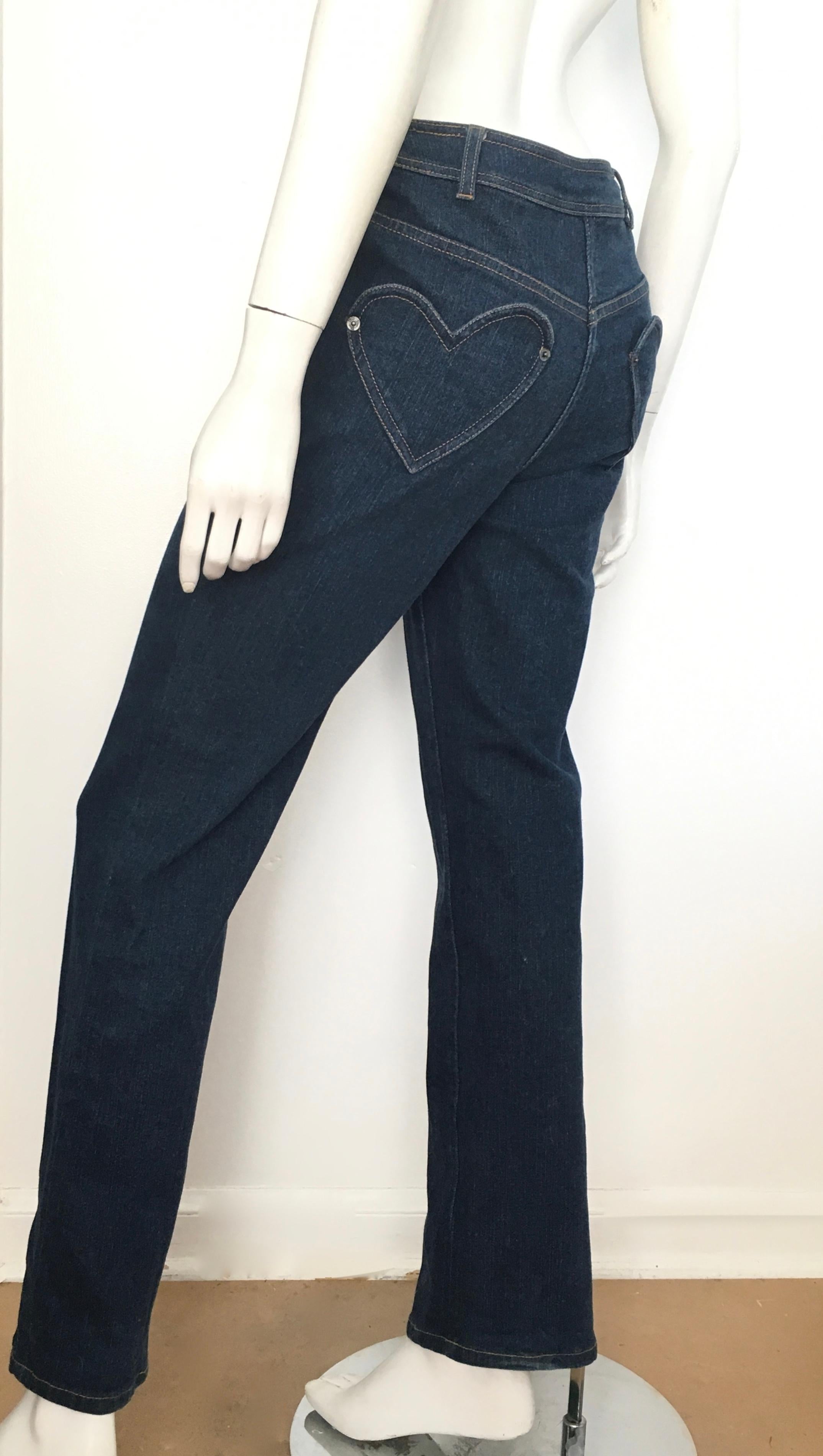 Dior Denim Button Up Jeans with Heart Shape Pockets Size 6.  5