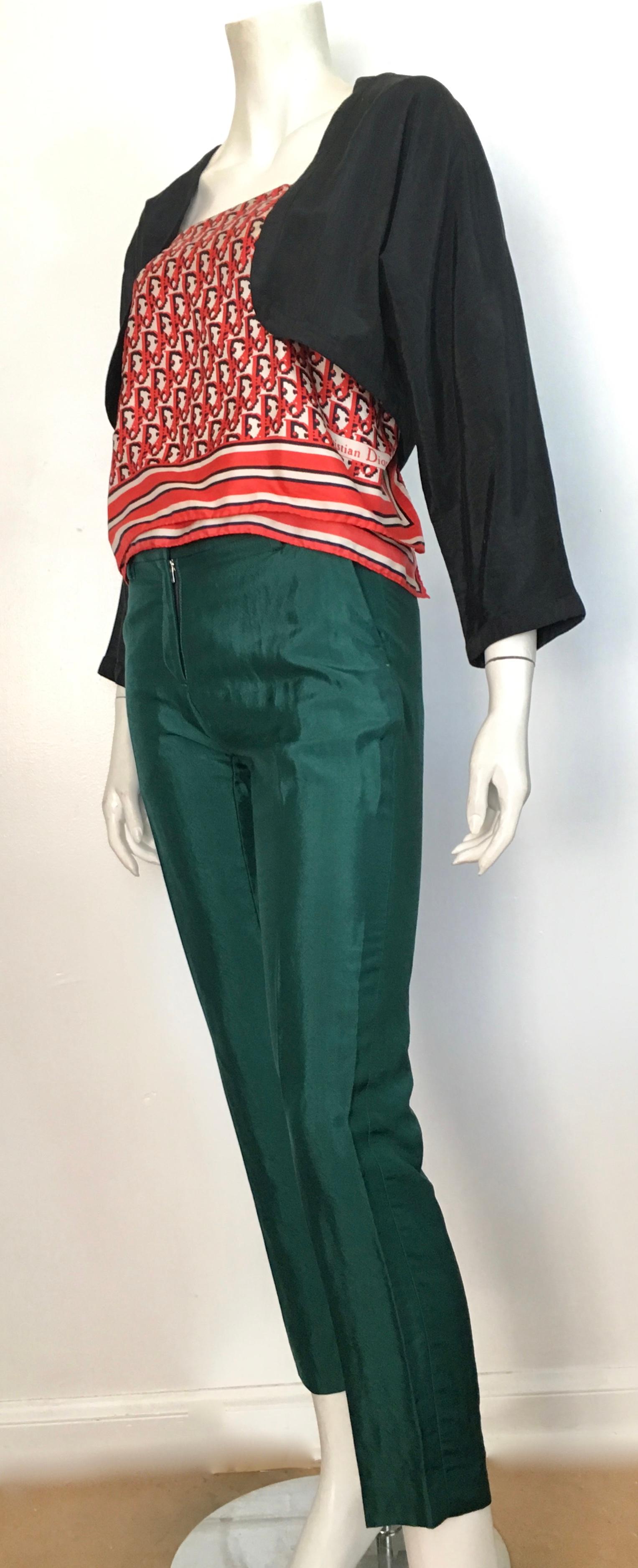 Dries Van Noten Green Dress Pants with Pockets Size 4 / 34. For Sale 7