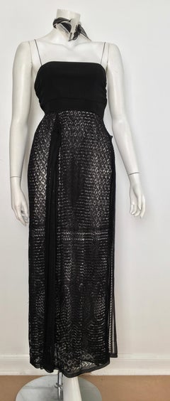 Missoni Lace Black and White Spaghetti Strap Maxi Dress
