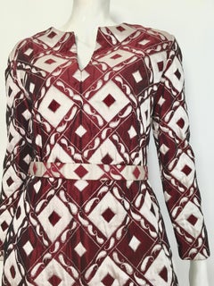 Ceil Chapman Burgundy Silk Brocade Cocktail Evening Dress, 1960s