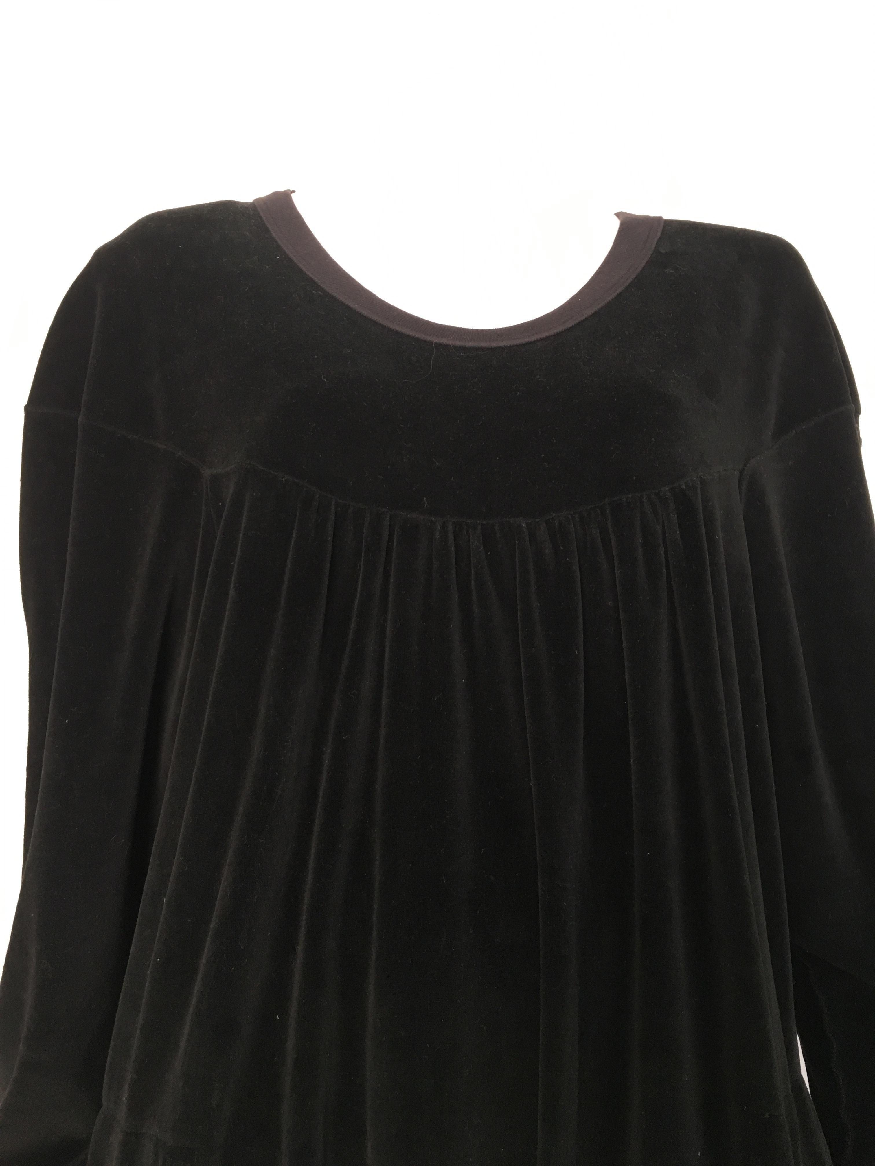 Sonia Rykiel 1980s Black Velour Dress with Pockets & Cardigan Size Large. For Sale 2