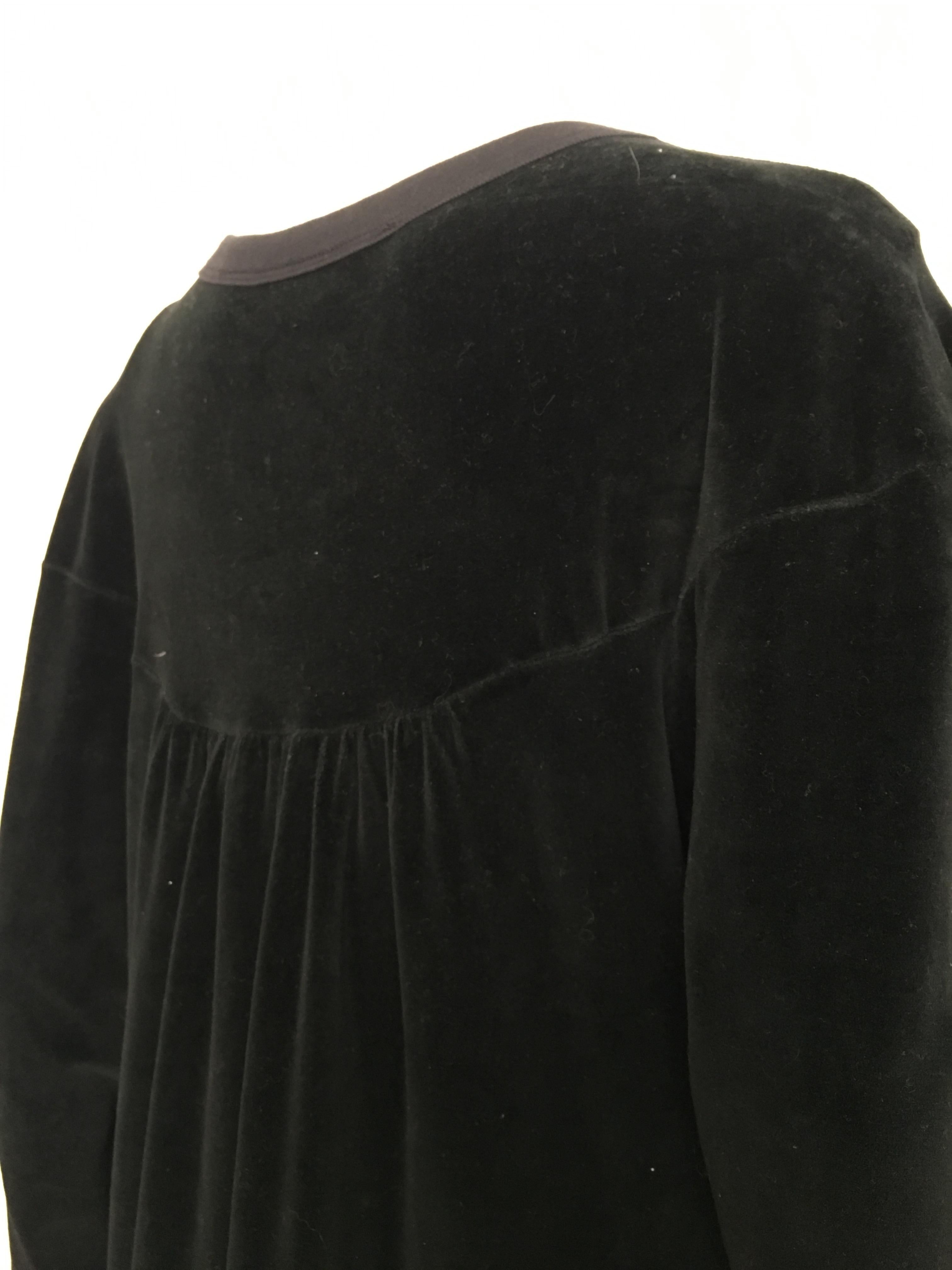 Sonia Rykiel 1980s Black Velour Dress with Pockets & Cardigan Size Large. For Sale 5