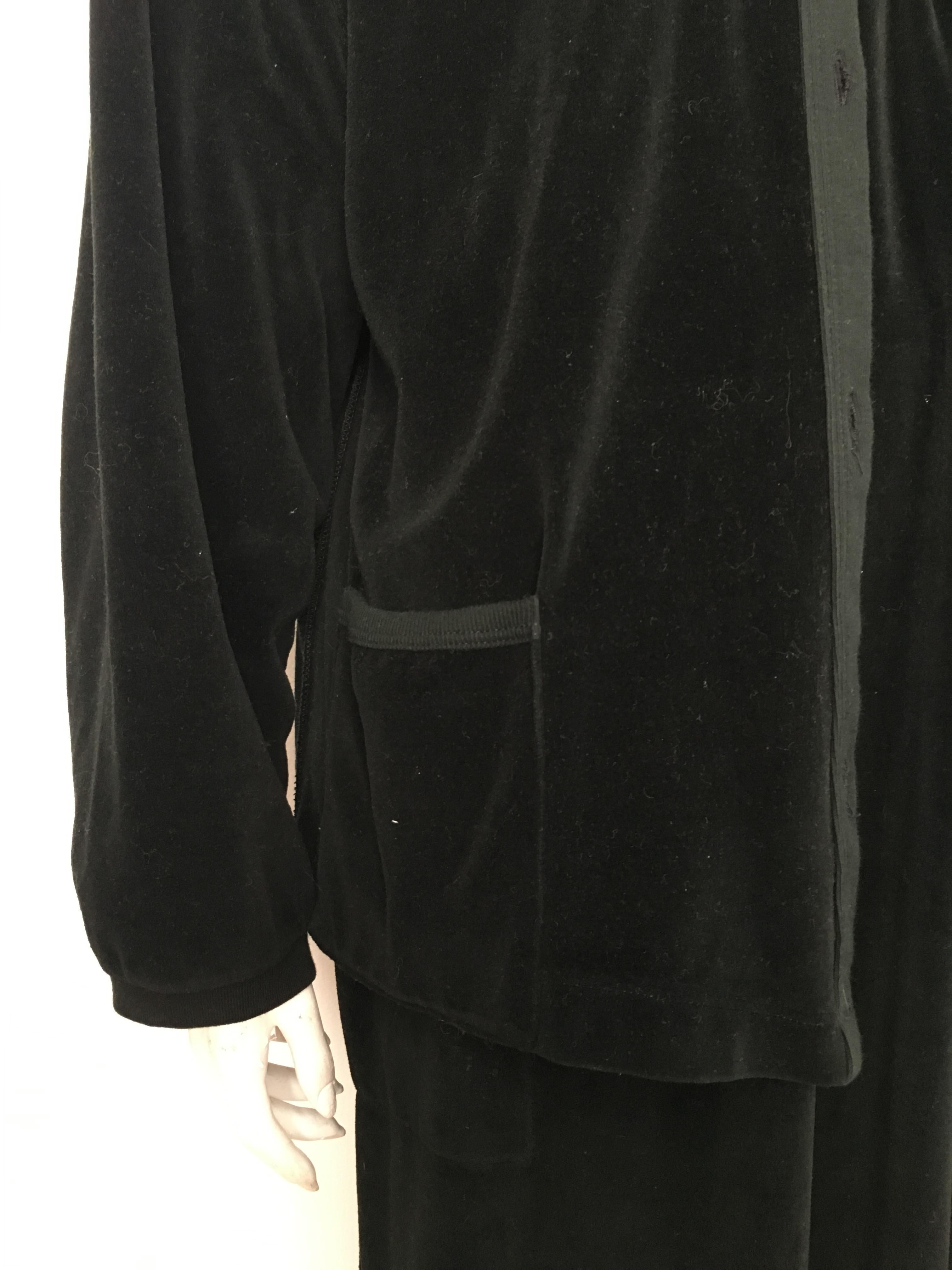 Sonia Rykiel 1980s Black Velour Dress with Pockets & Cardigan Size Large. For Sale 11