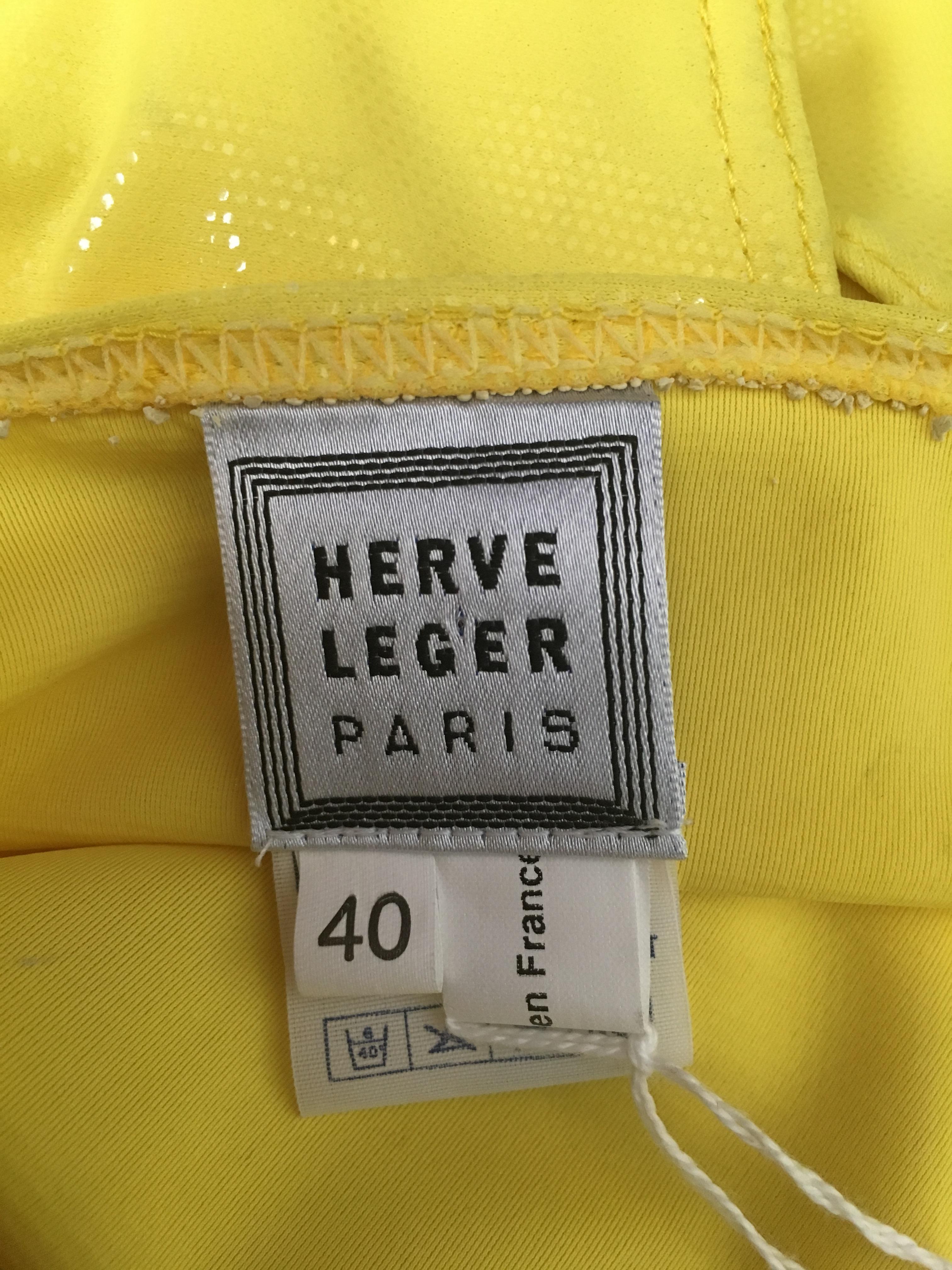 Herve Leger Yellow Swimsuit Size 8. For Sale 11