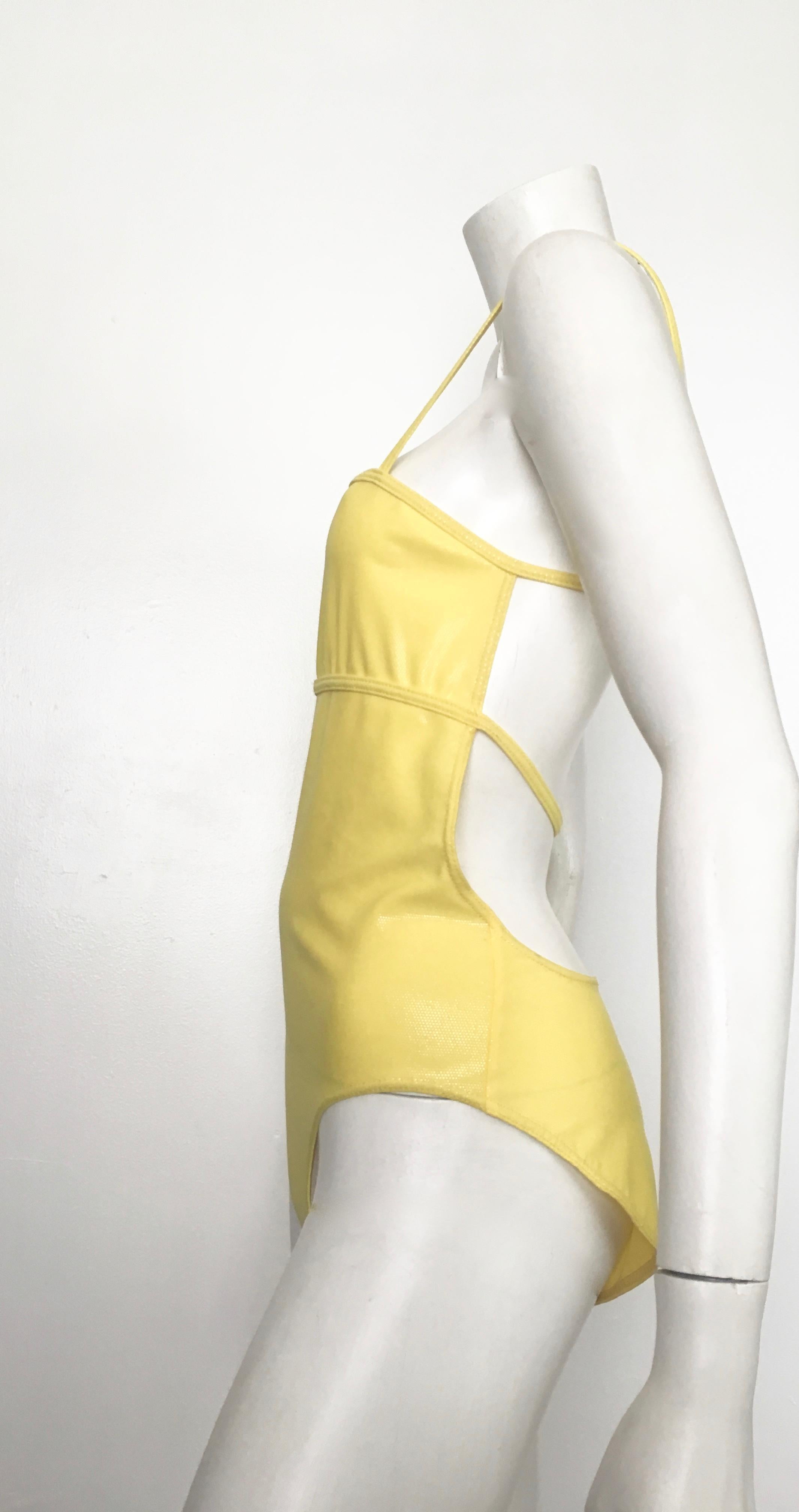 Herve Leger Yellow Swimsuit Size 8. For Sale 4