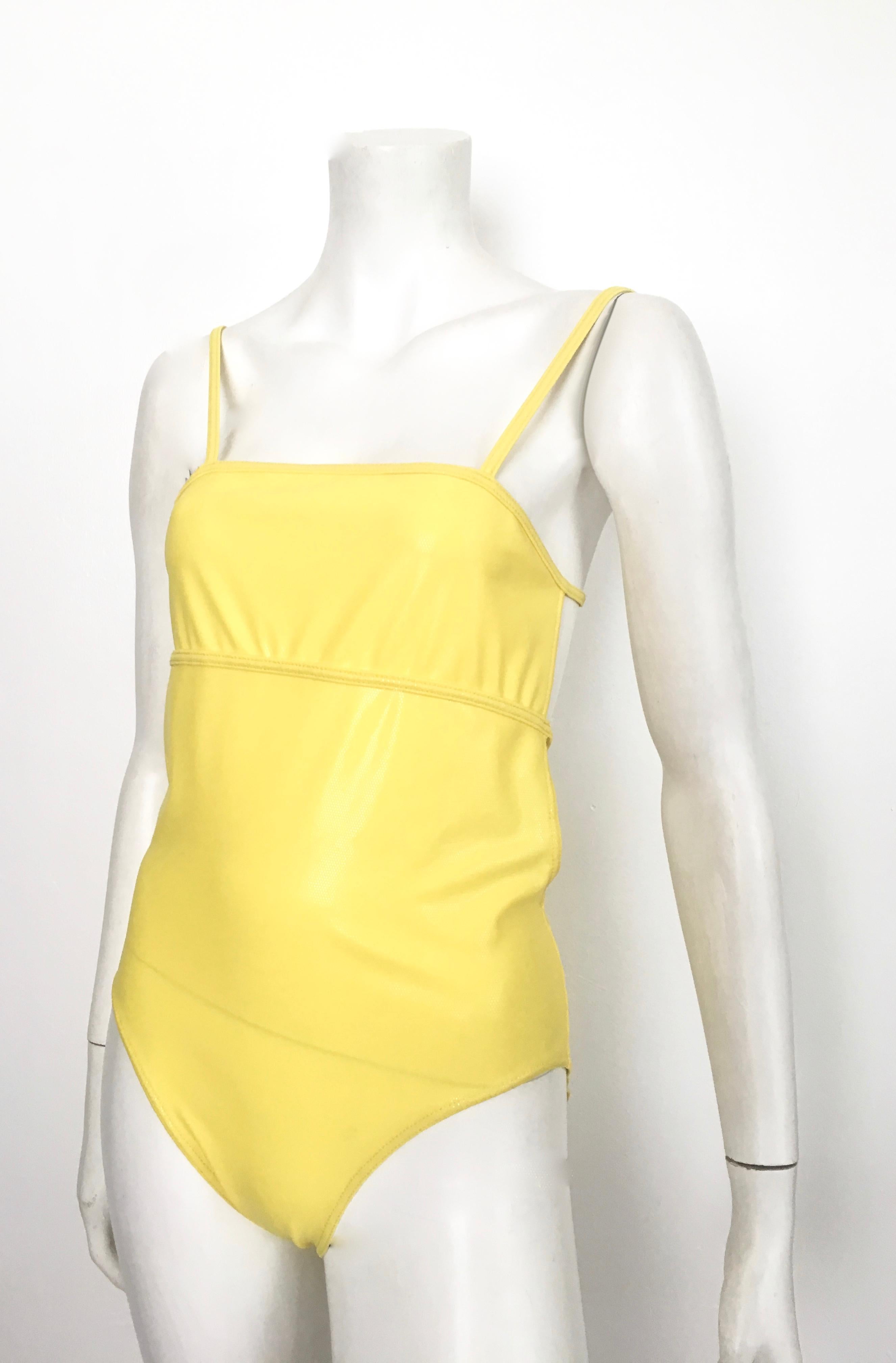 Herve Leger Yellow Swimsuit Size 8. For Sale 6