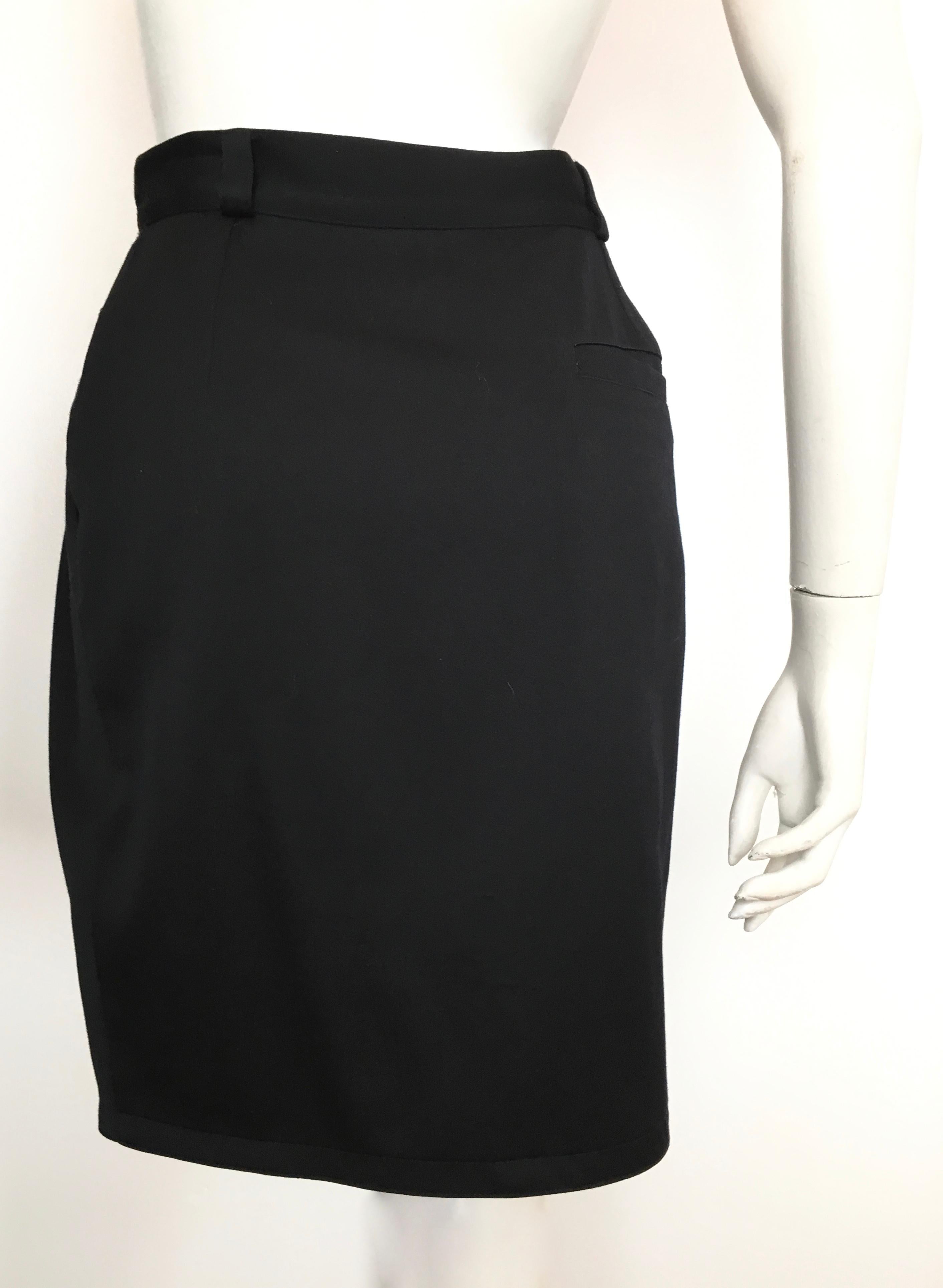 Gianni Versace 1980s Black Wool Skirt with Pockets Size 4.  For Sale 1