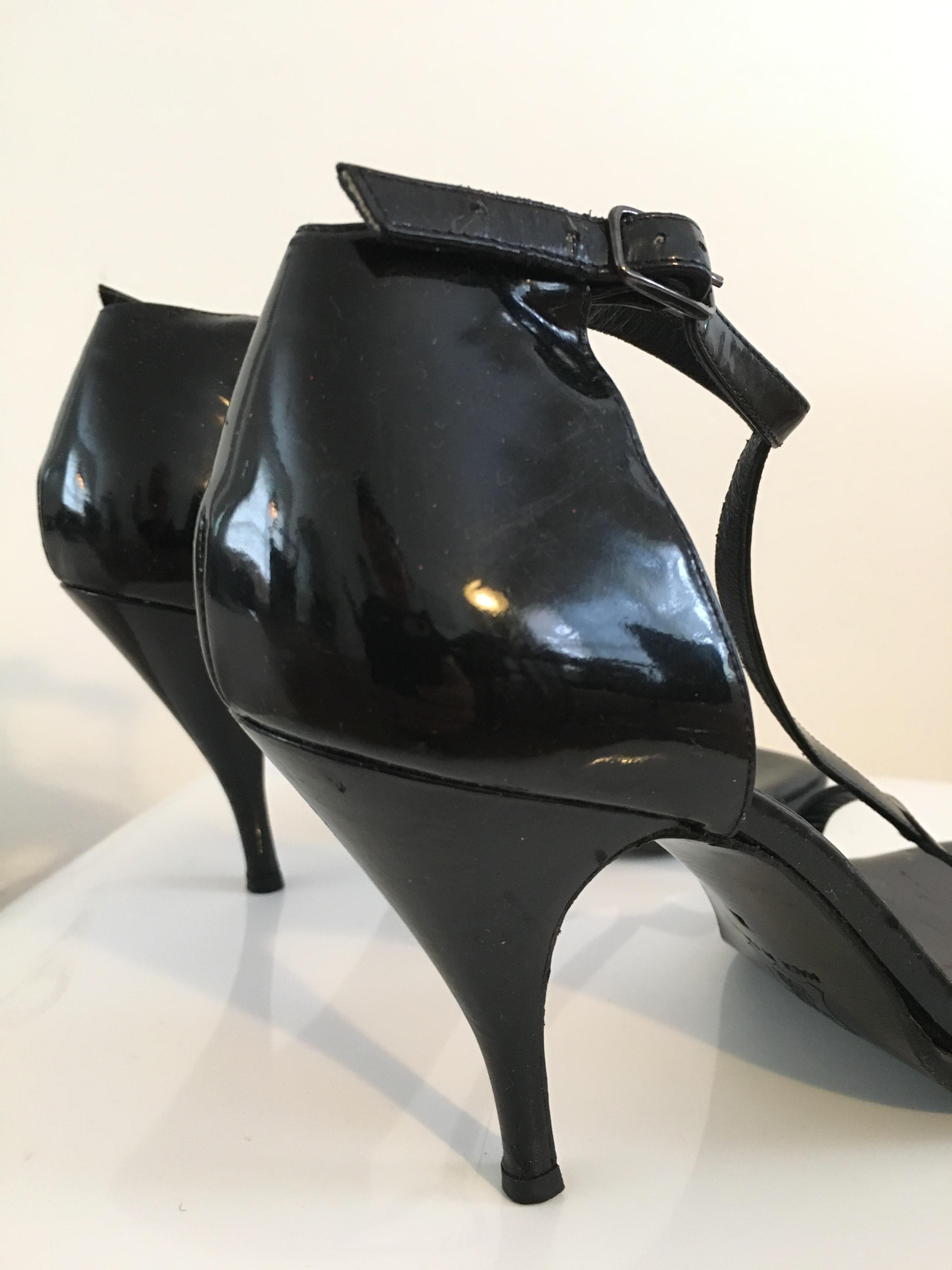 YSL Black Patent Leather High Heels Size 8.  2