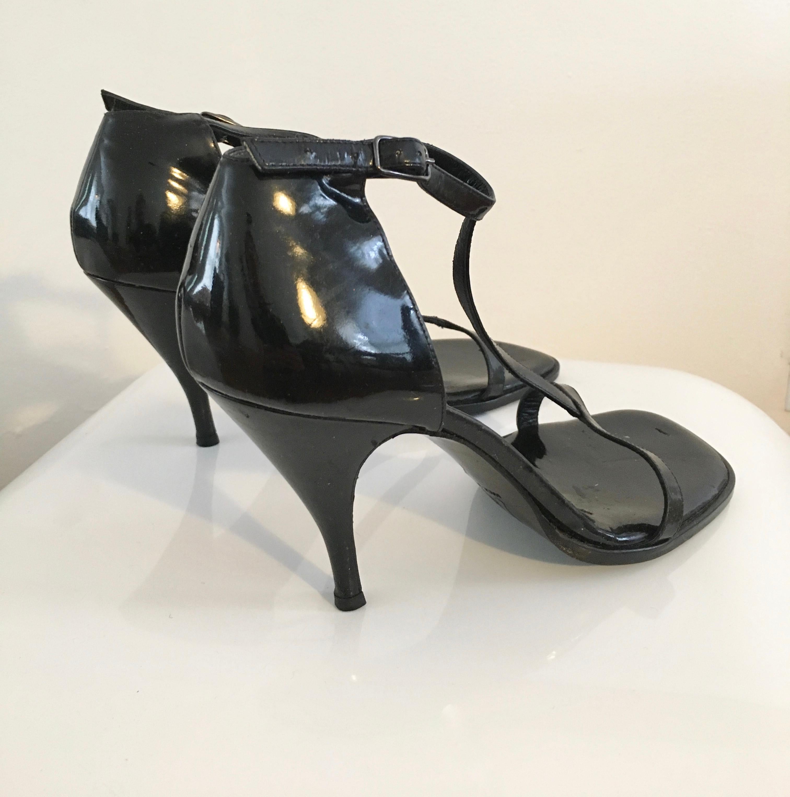 YSL Black Patent Leather High Heels Size 8.  1