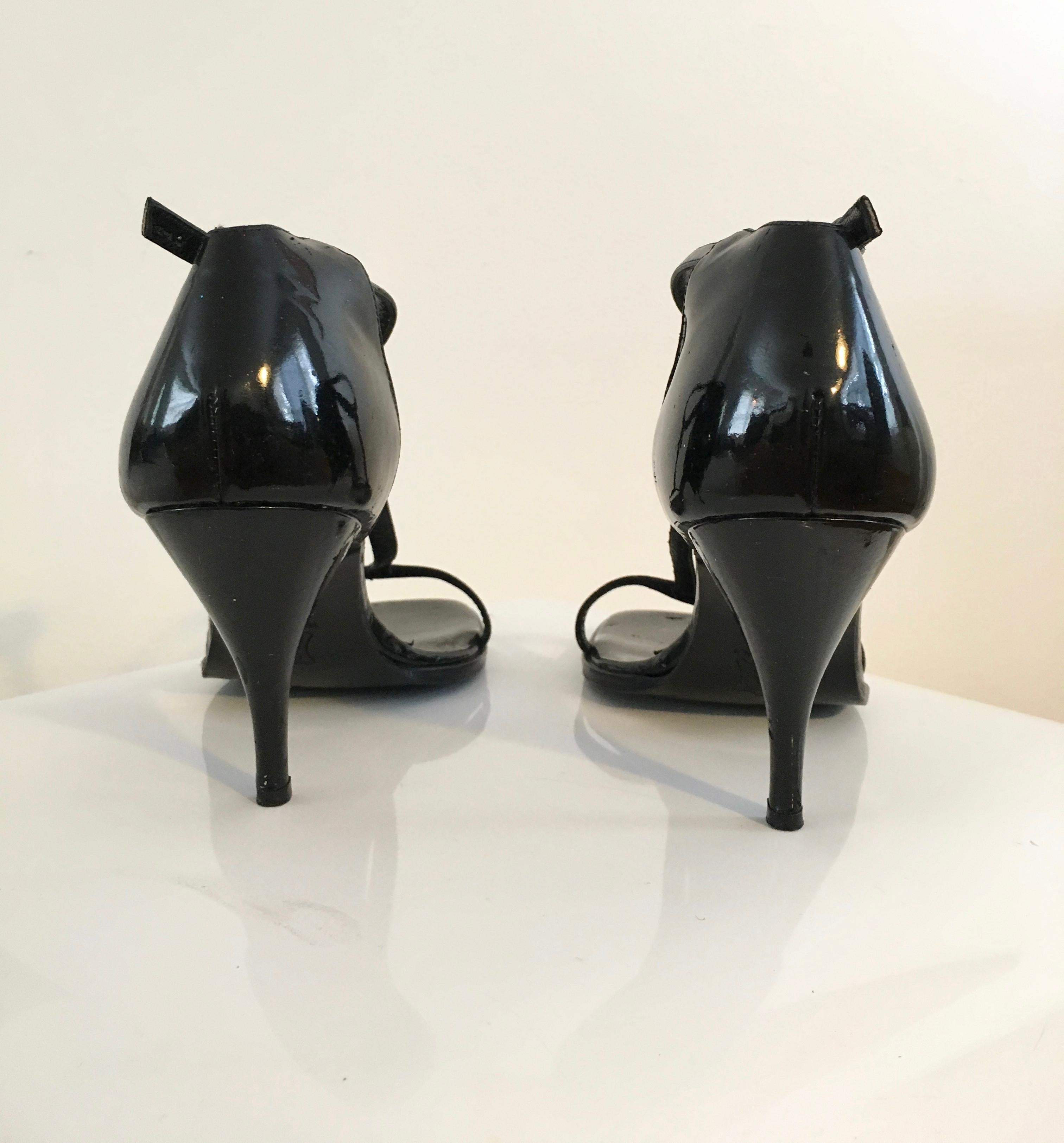 YSL Black Patent Leather High Heels Size 8.  3