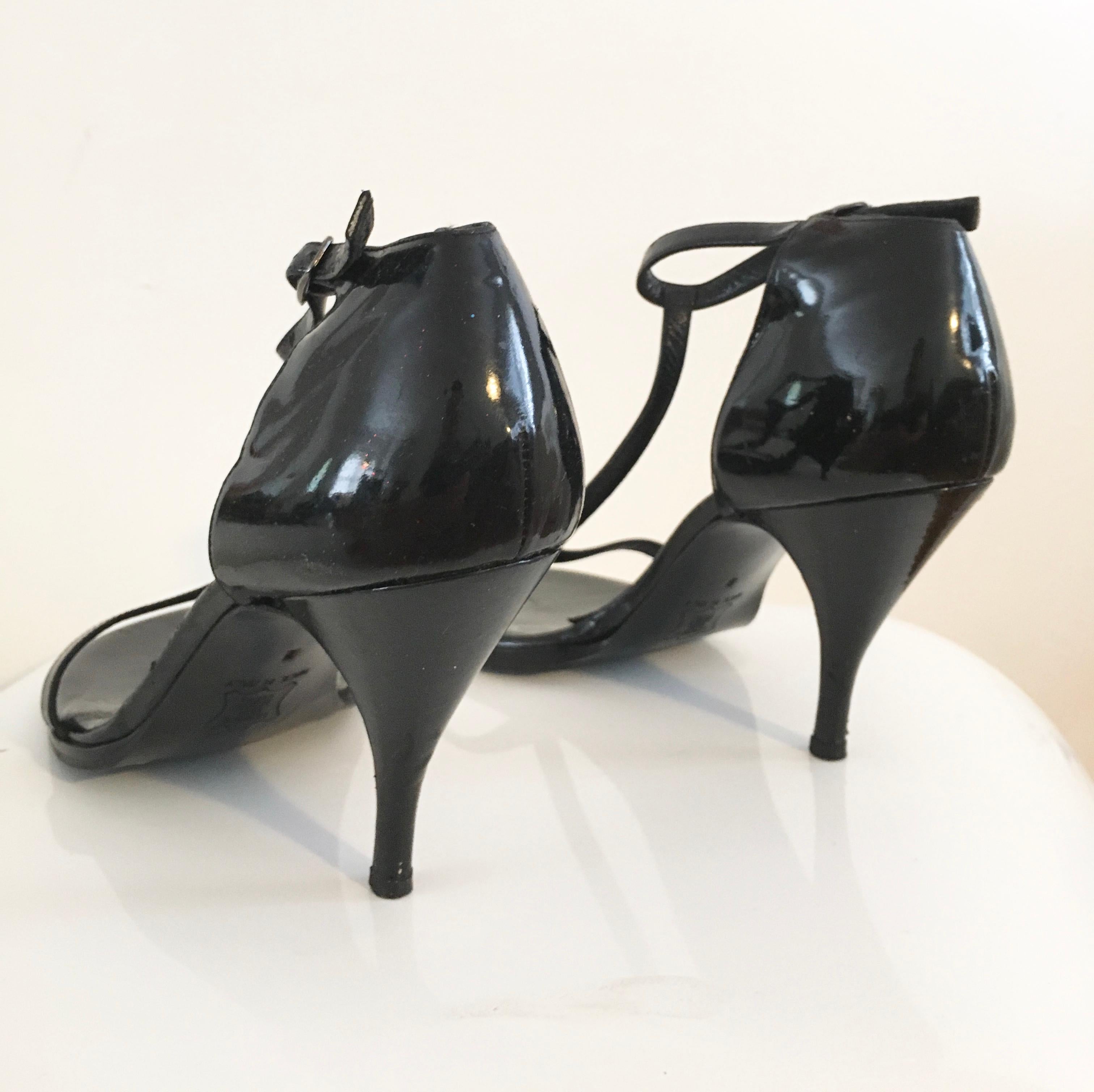 YSL Black Patent Leather High Heels Size 8. 4