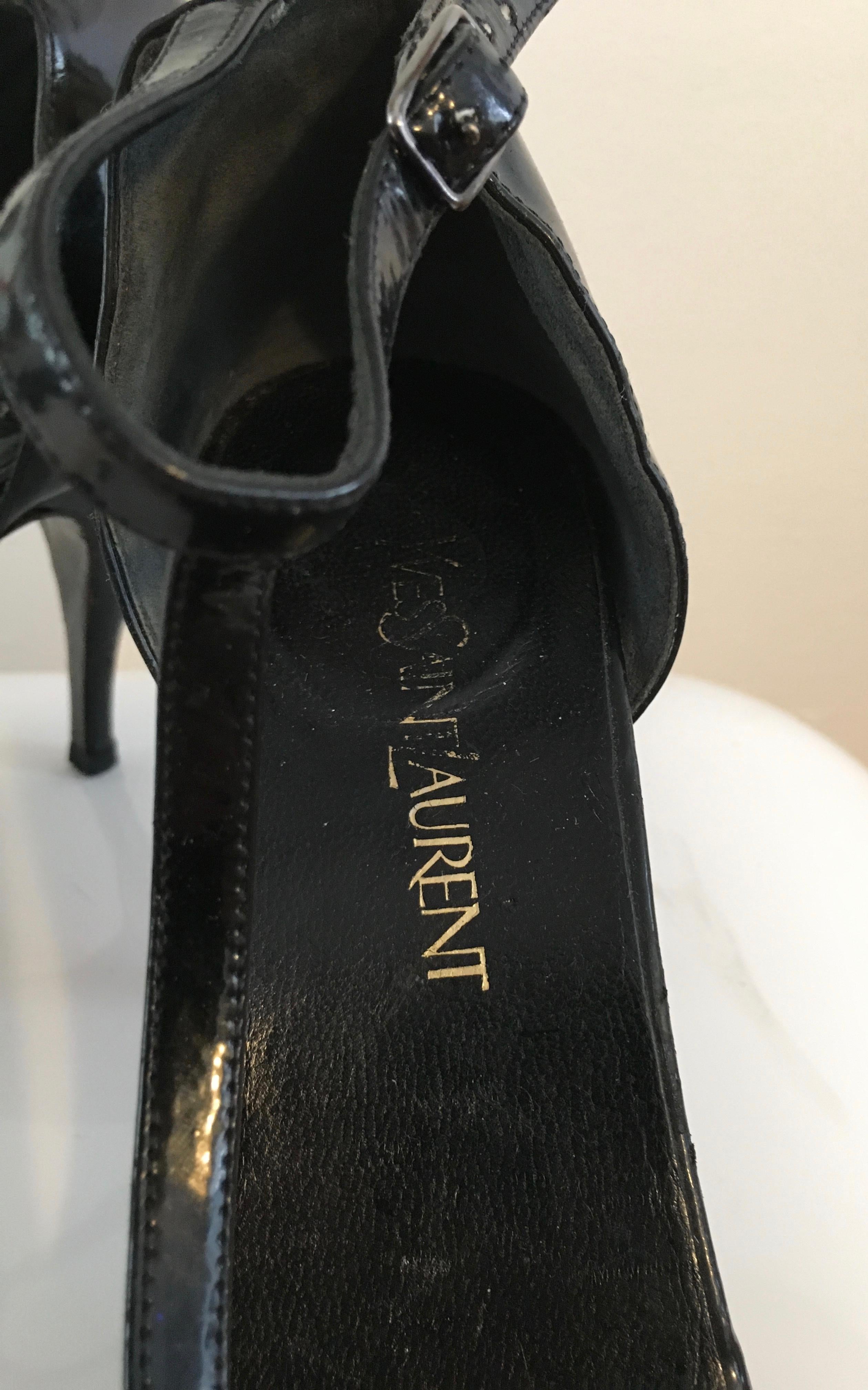 YSL Black Patent Leather High Heels Size 8.  8