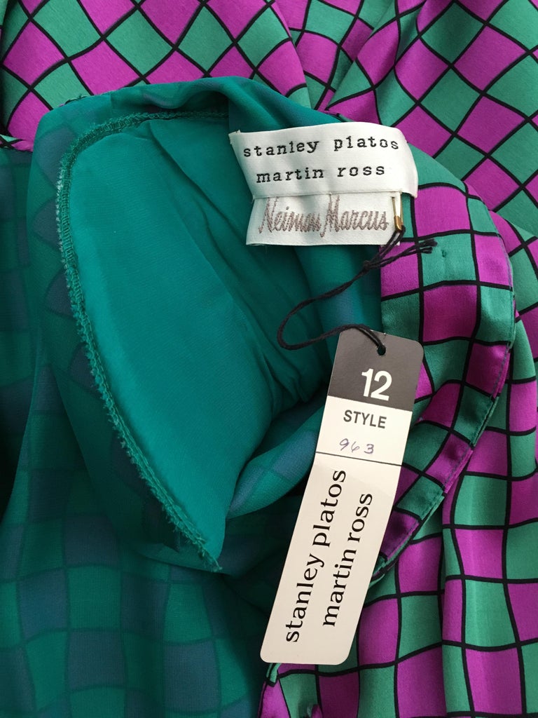 Stanley Platos Martin Ross Silk Evening Dress with Belt, 1980s For Sale ...