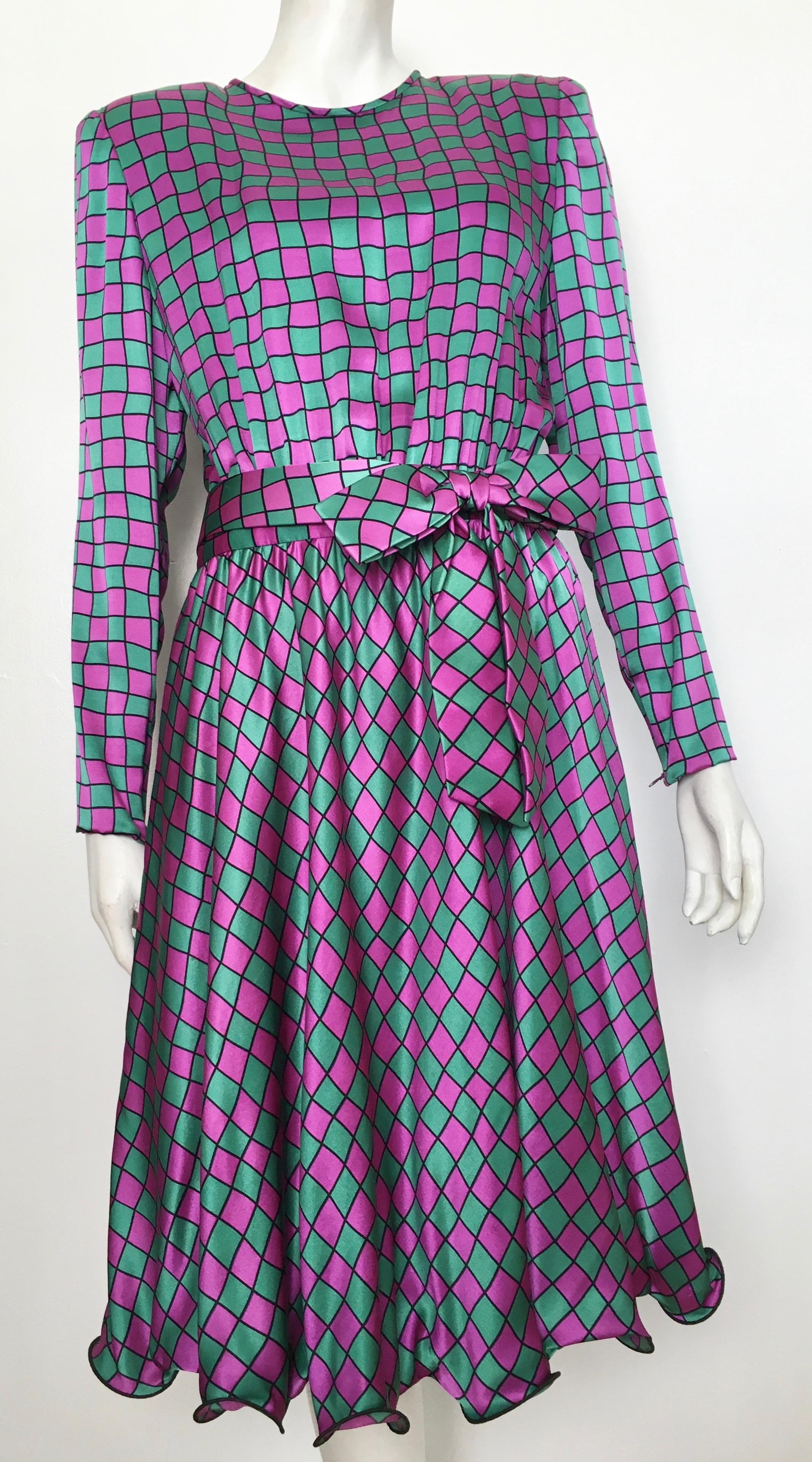 Stanley Platos Martin Ross Silk Evening Dress with Belt, 1980s  For Sale 6