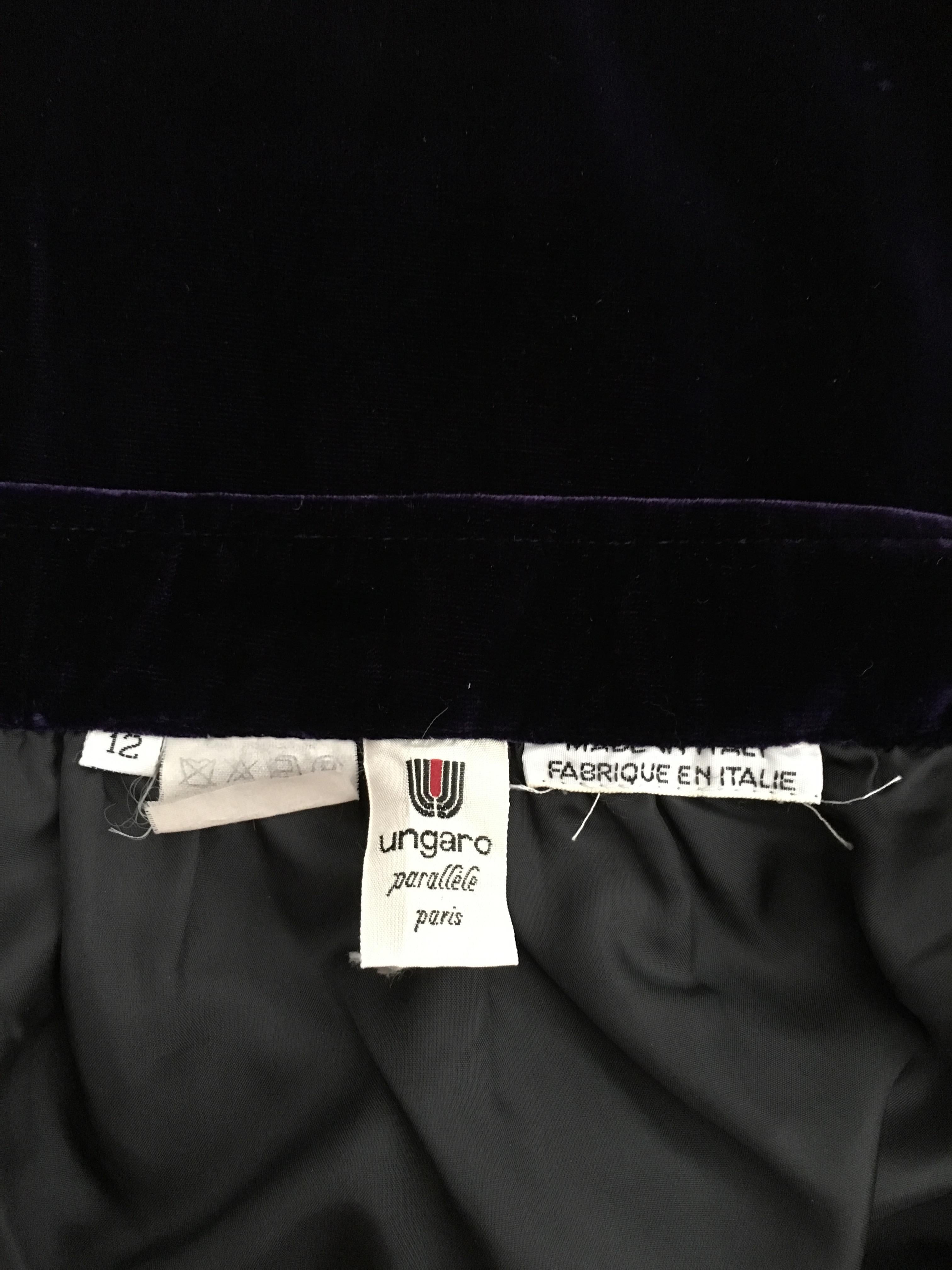 Ungaro Parallele Paris Long Purple Velvet Skirt with Pockets, 1980s  For Sale 11