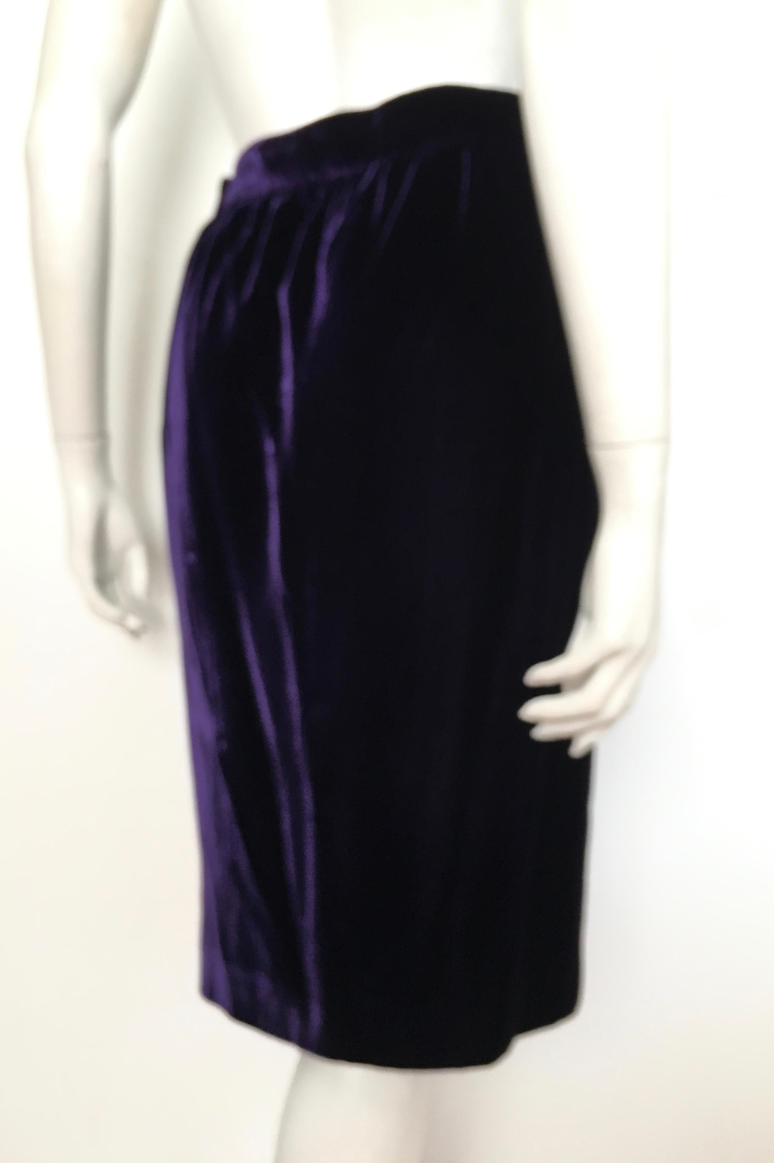 Women's or Men's Ungaro Parallele Paris Long Purple Velvet Skirt with Pockets, 1980s  For Sale