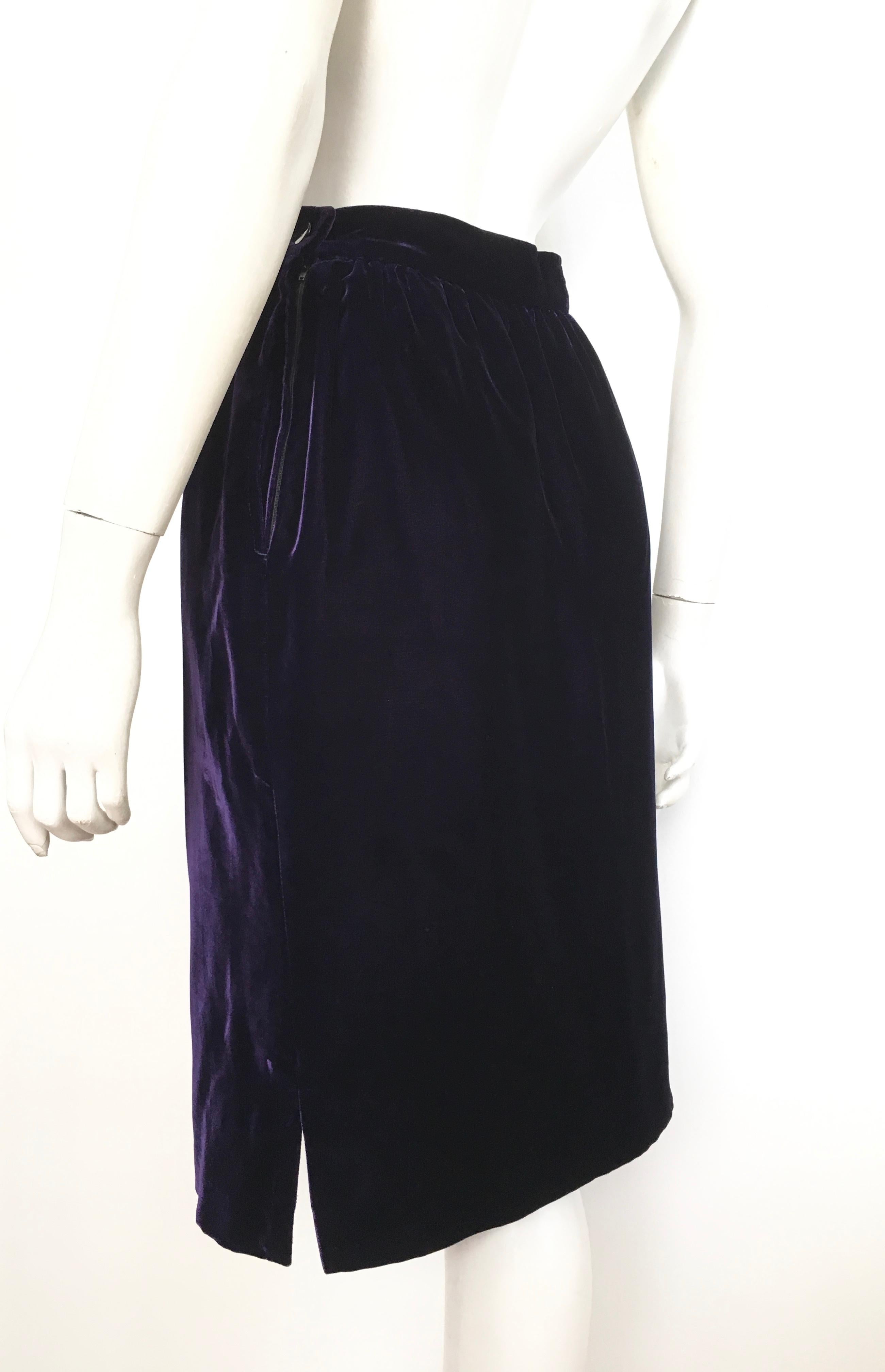 Ungaro Parallele Paris Long Purple Velvet Skirt with Pockets, 1980s  For Sale 1