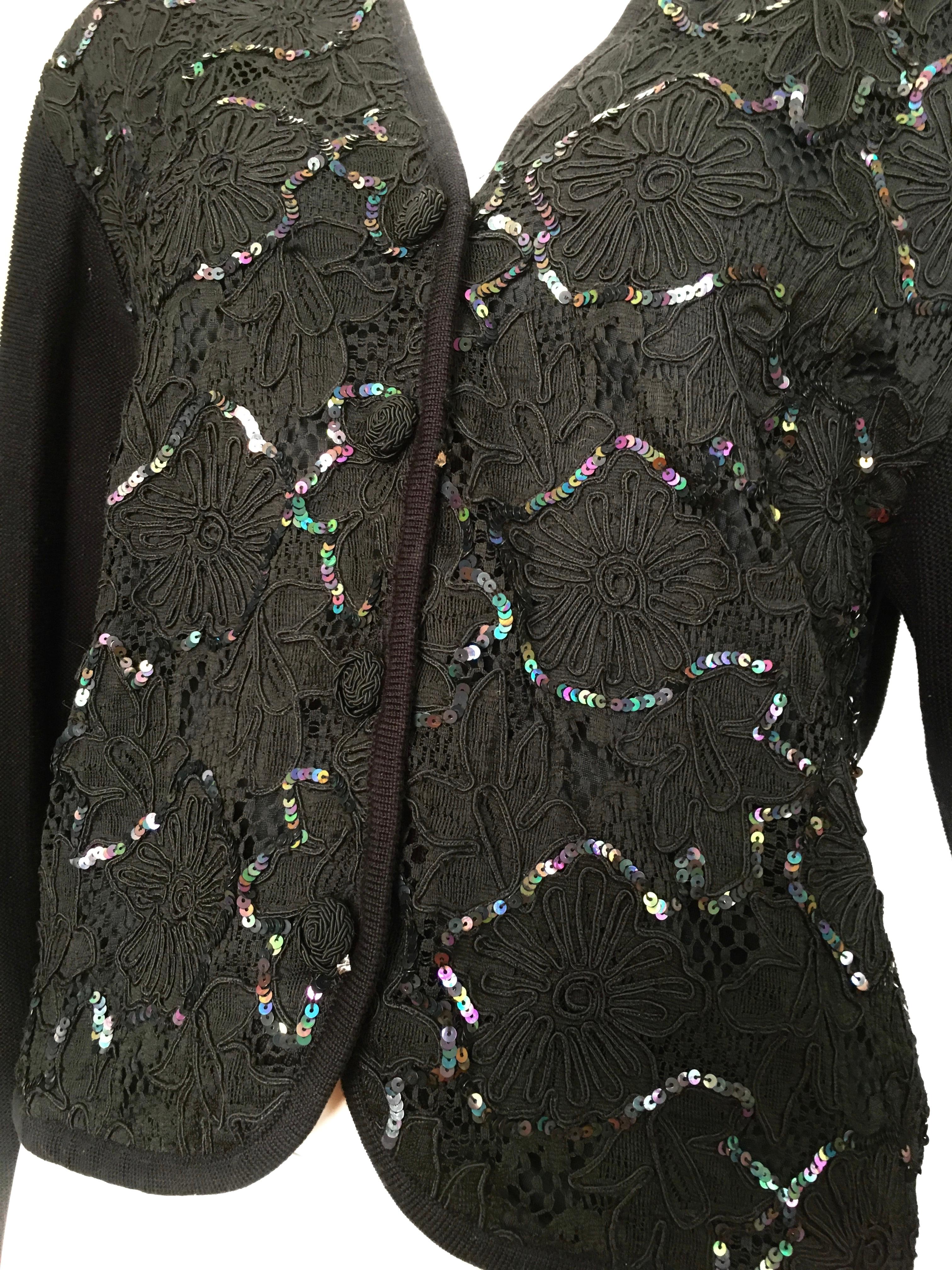 Ungaro Black Knit with Sequin Cardigan, 1990s  In Excellent Condition For Sale In Atlanta, GA