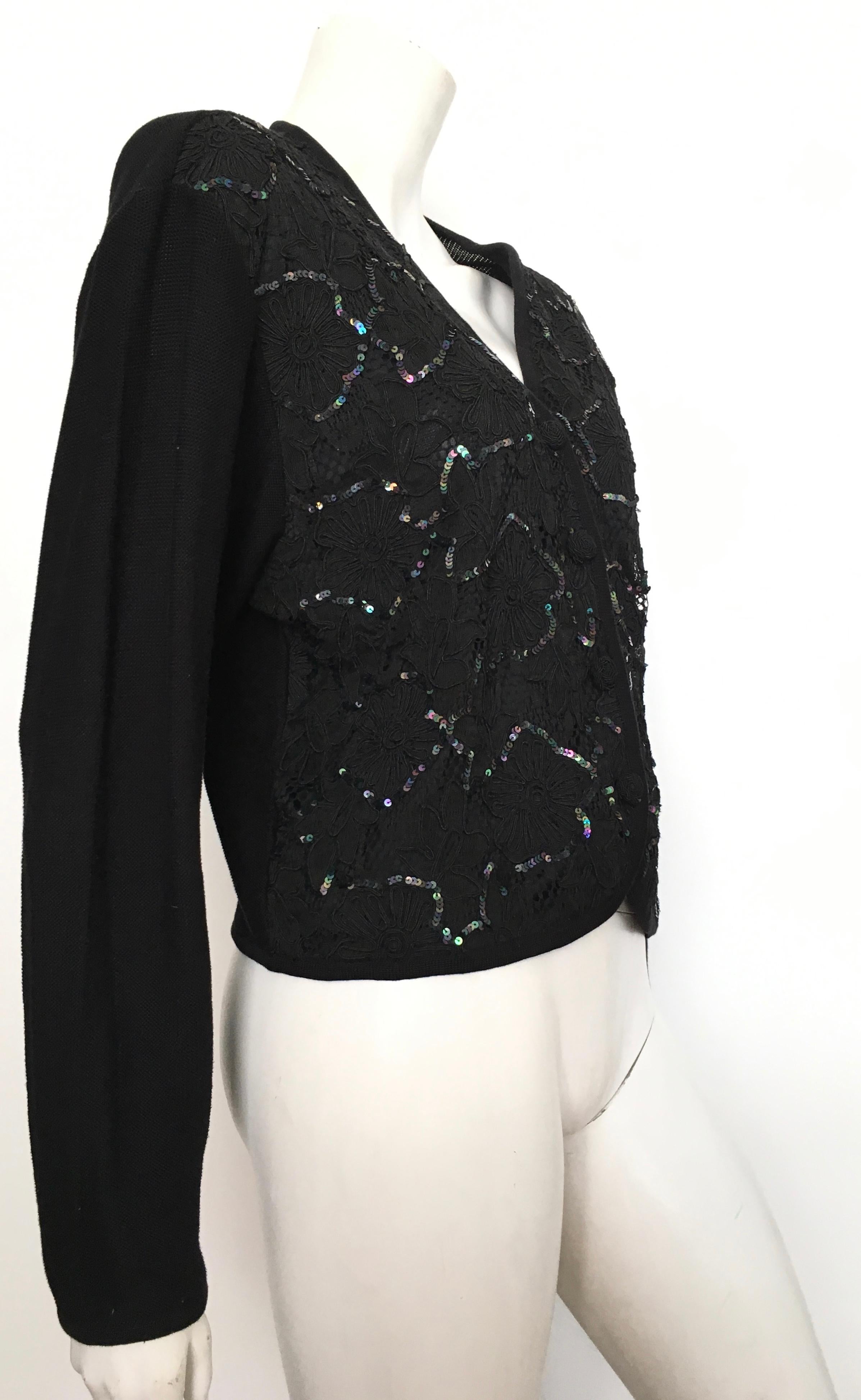 Ungaro Black Knit with Sequin Cardigan, 1990s  For Sale 1