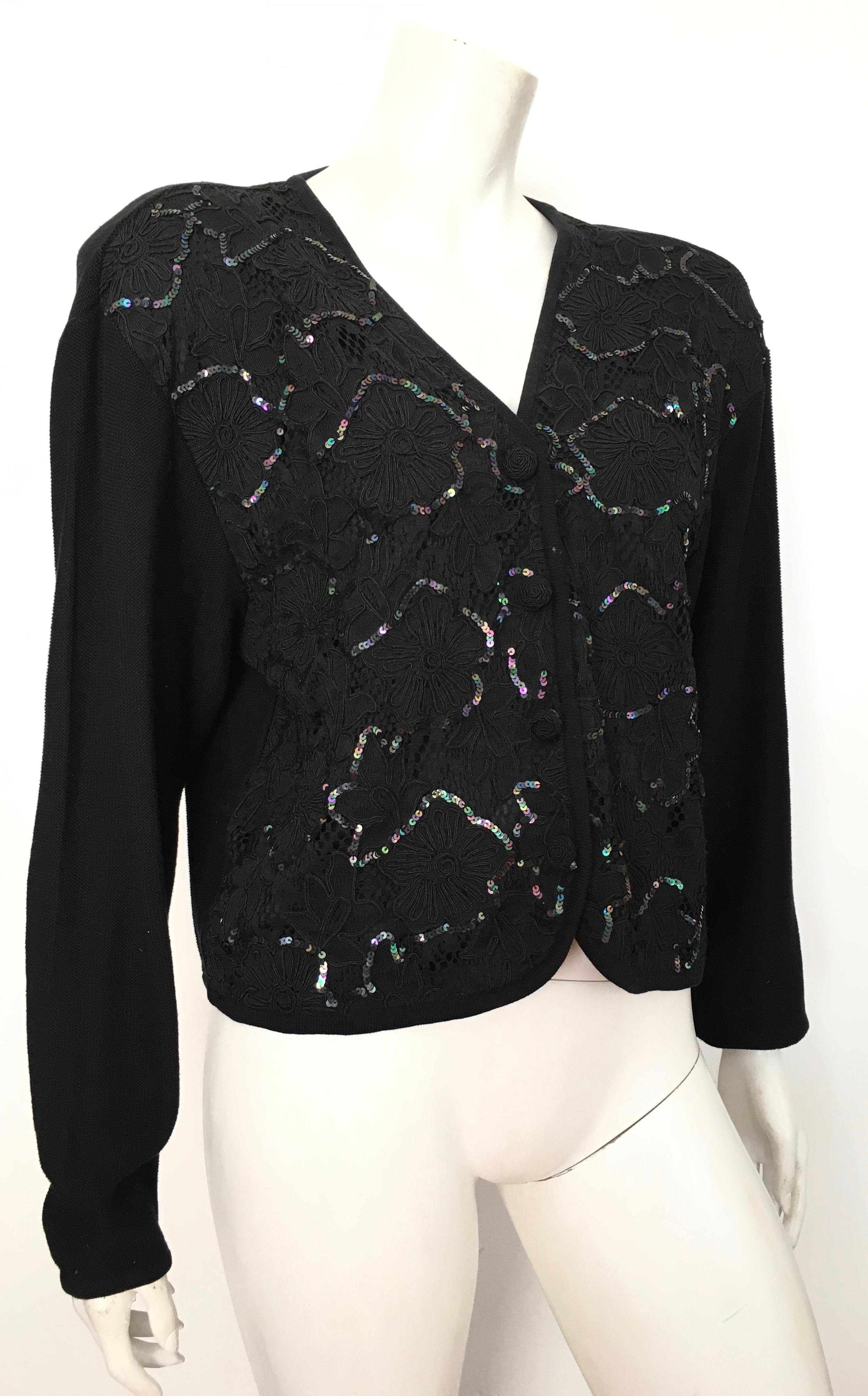 Ungaro Black Knit with Sequin Cardigan, 1990s  For Sale 5