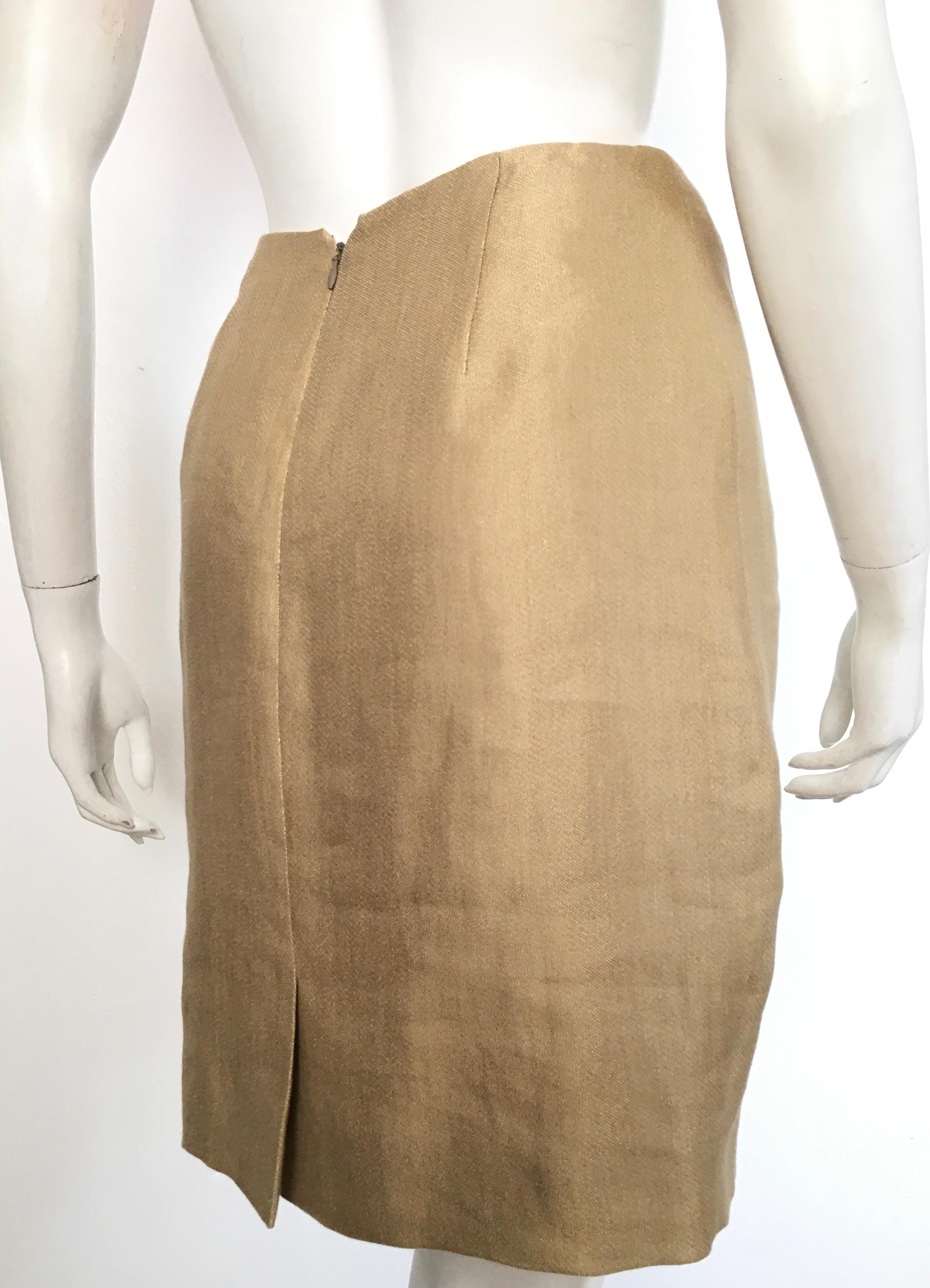 Donna Karan Gold Short Pencil Skirt, 1990s  In Excellent Condition For Sale In Atlanta, GA