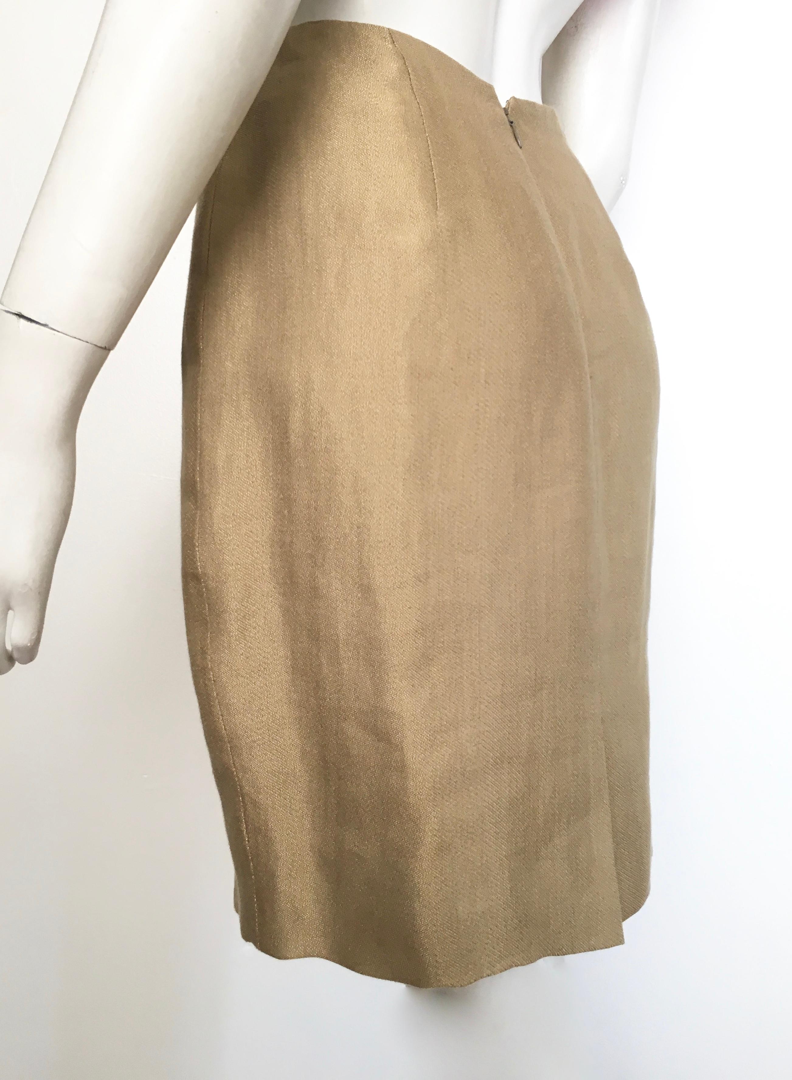 Donna Karan Gold Short Pencil Skirt, 1990s  For Sale 1