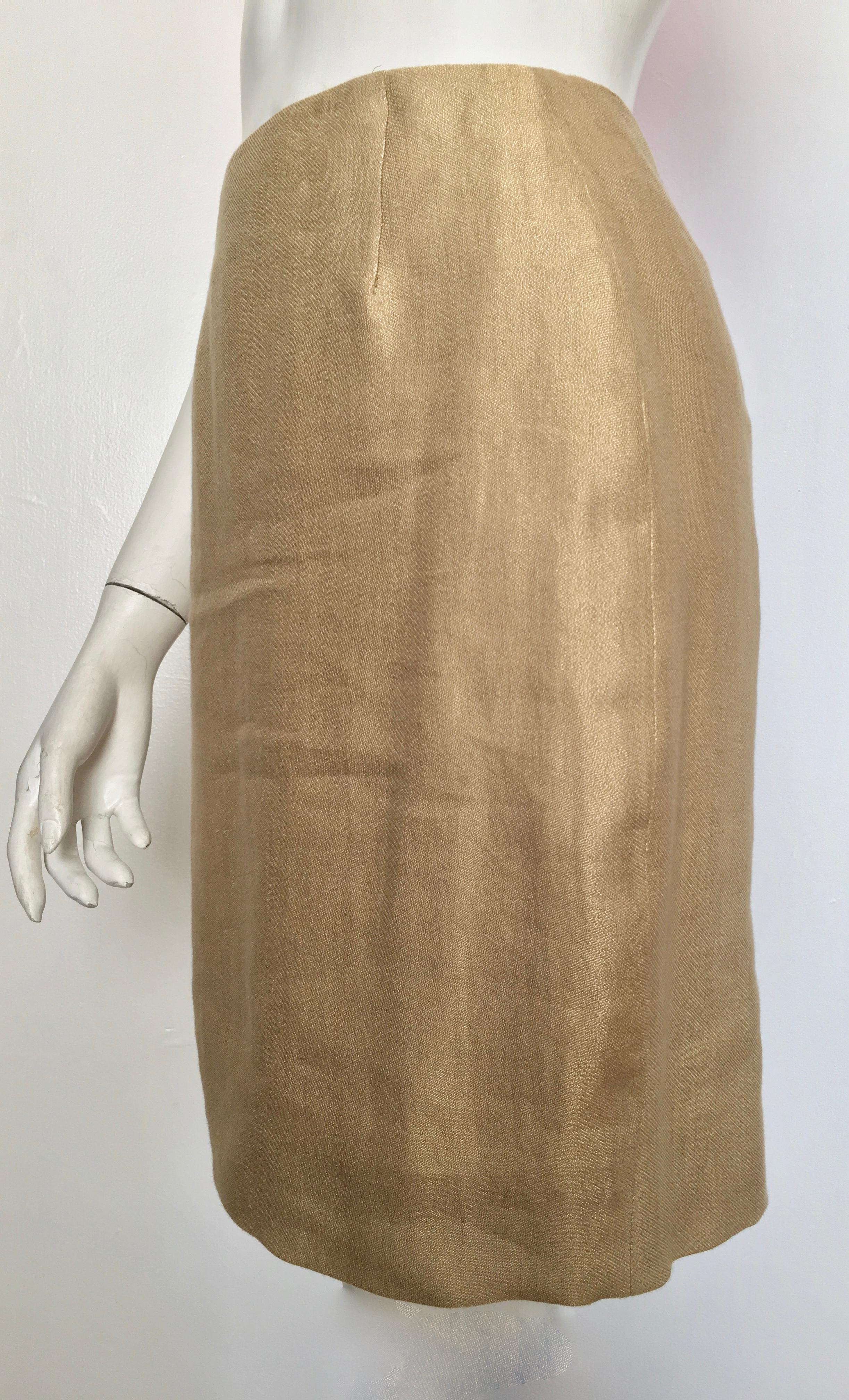 Donna Karan Gold Short Pencil Skirt, 1990s  For Sale 2