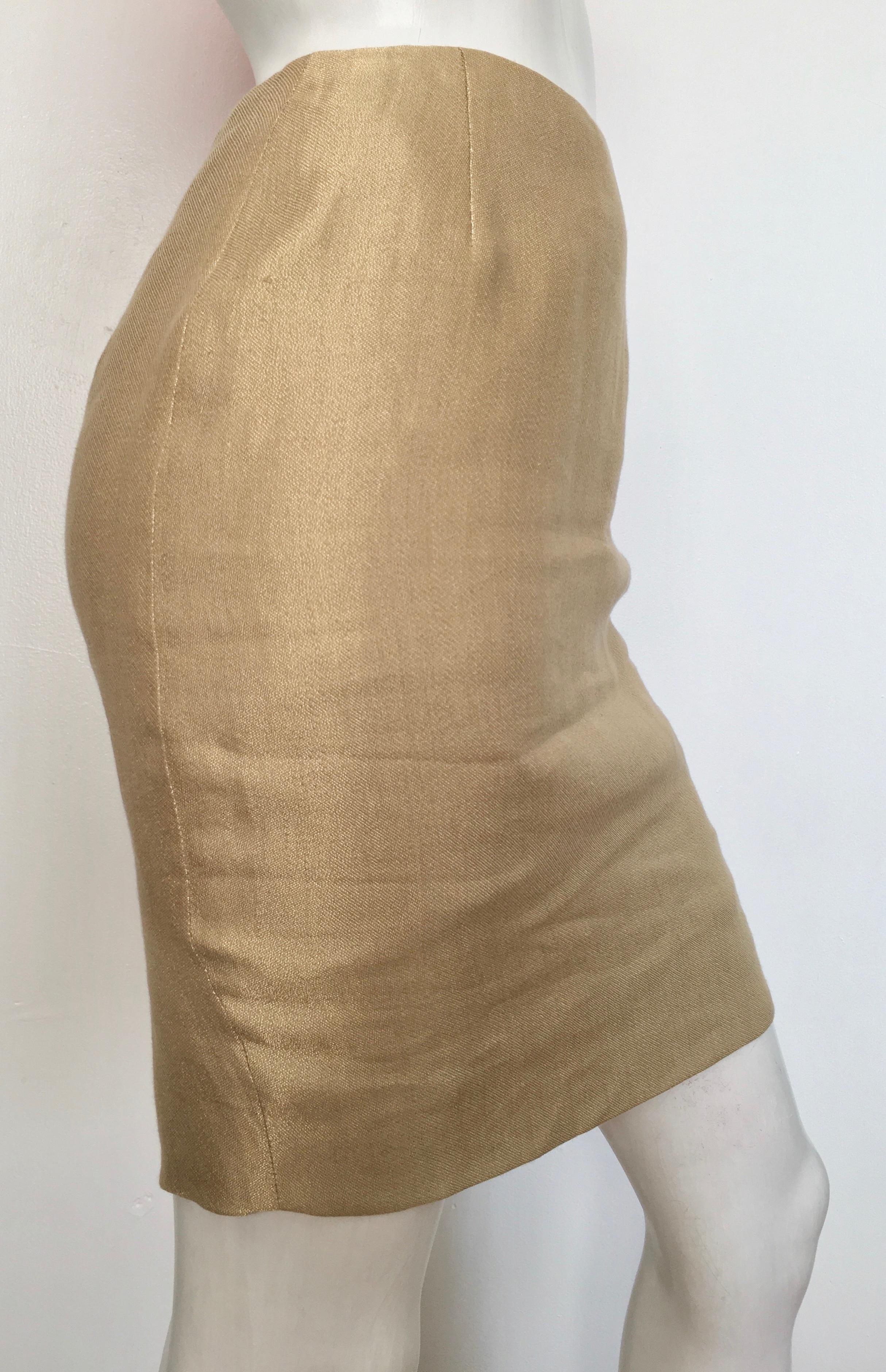 Donna Karan Gold Short Pencil Skirt, 1990s  For Sale 4