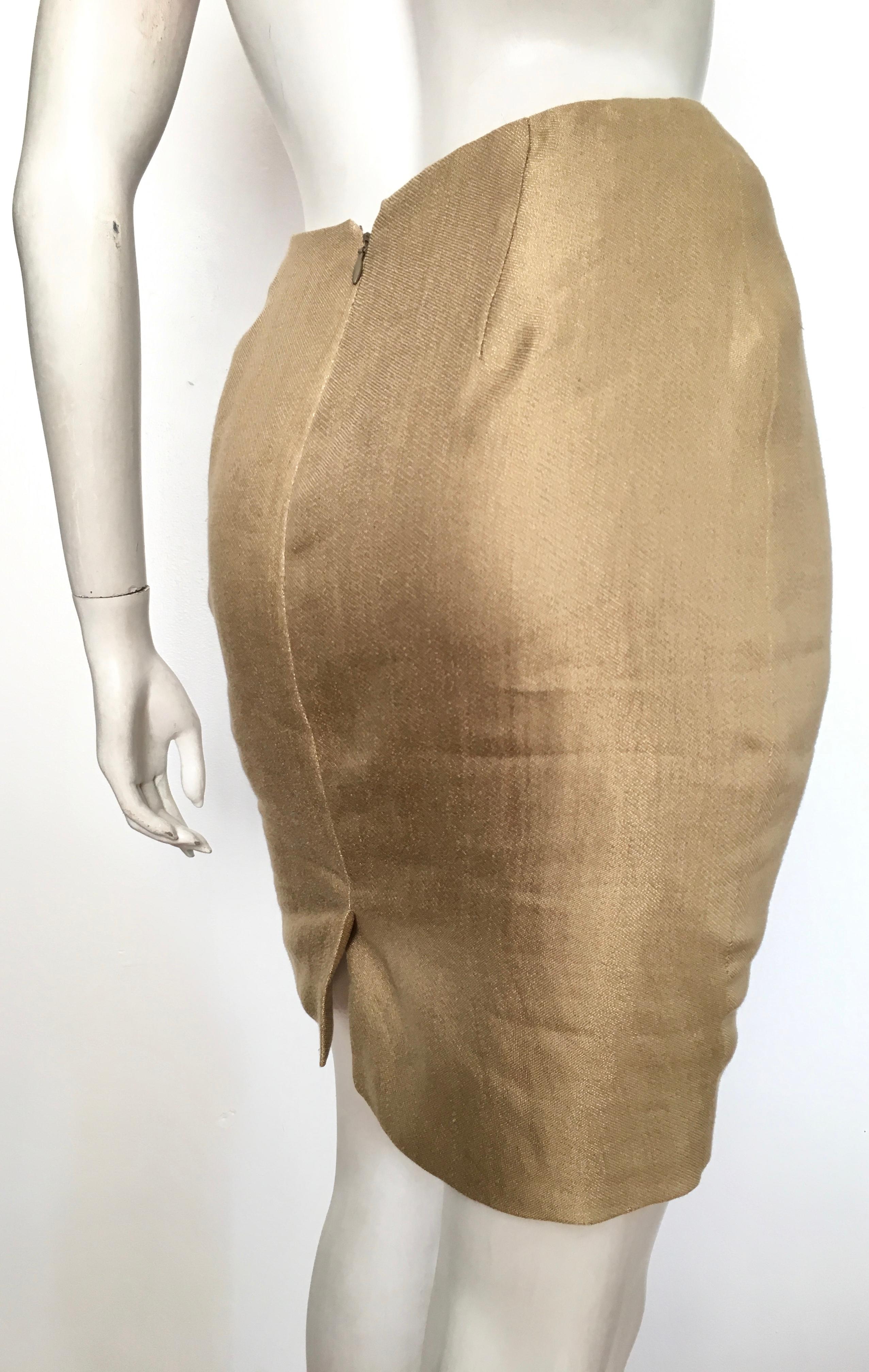 Donna Karan Gold Short Pencil Skirt, 1990s  For Sale 5