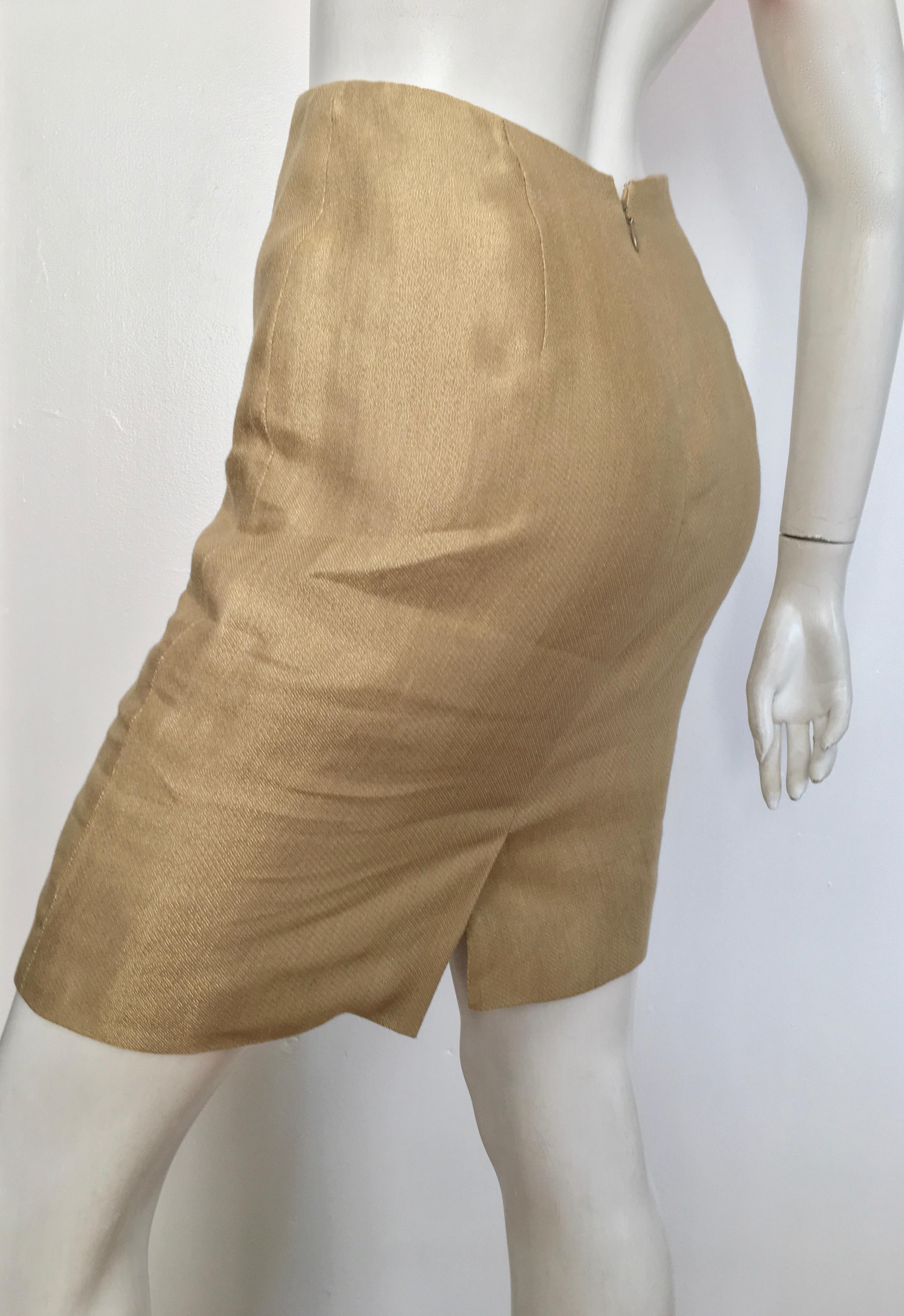 Donna Karan Gold Short Pencil Skirt, 1990s  For Sale 6