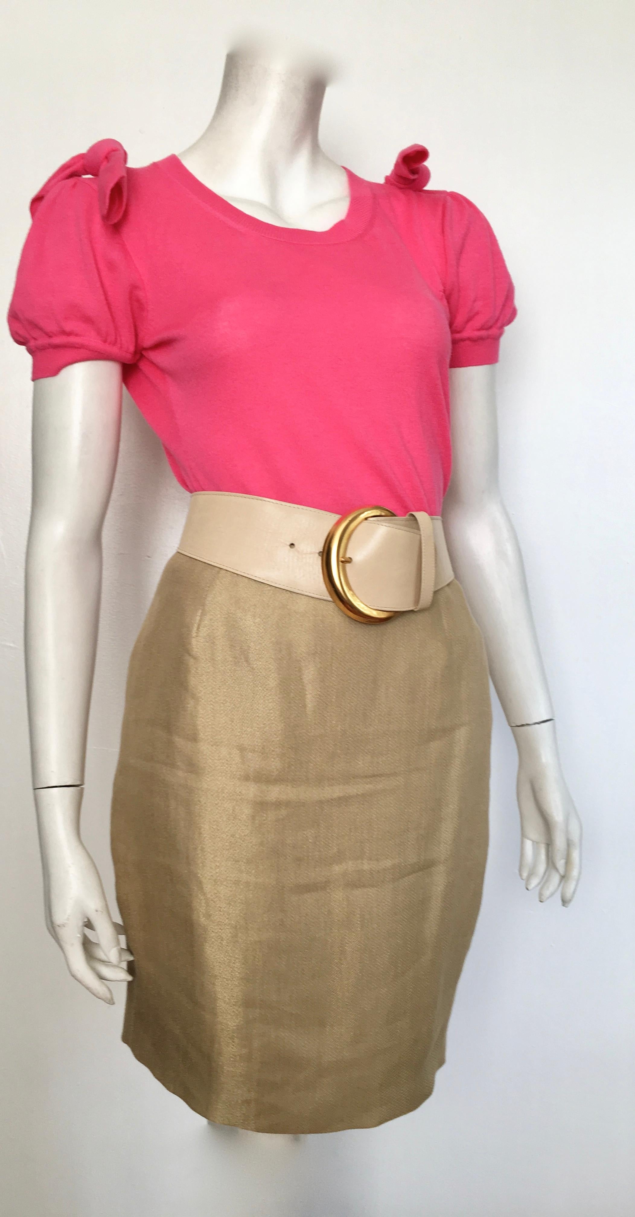 Donna Karan Gold Short Pencil Skirt, 1990s  For Sale 7
