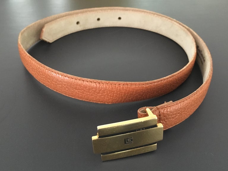 Guy Laroche Tan Leather Belt with Logo Buckle at 1stDibs guy laroche