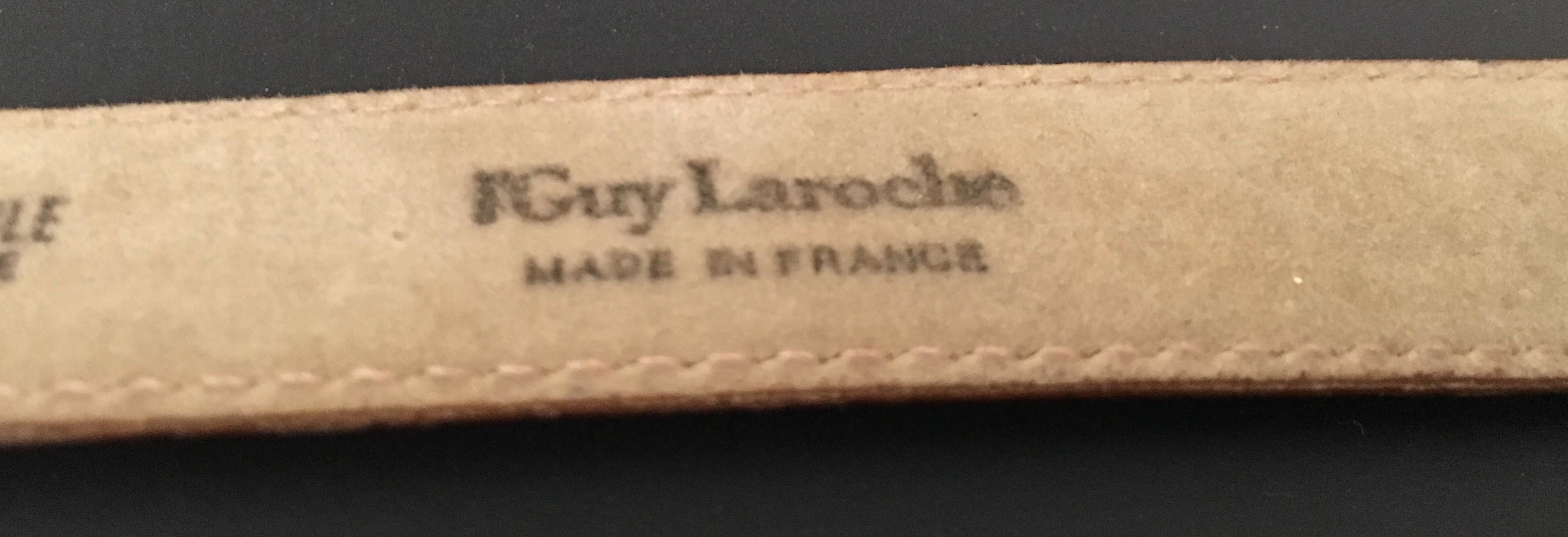 Brown Guy Laroche Tan Leather Belt with Logo Buckle 
