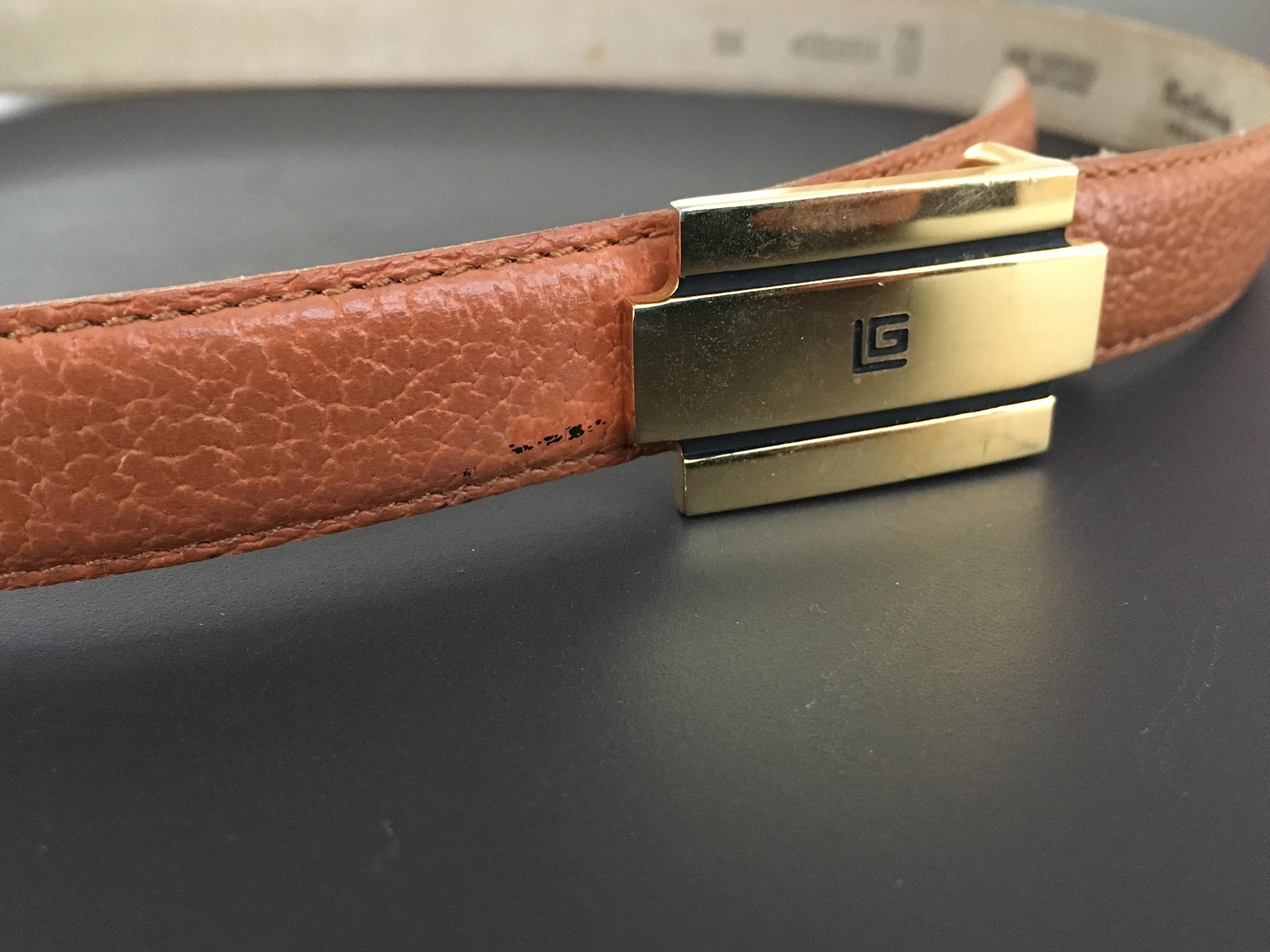 Guy Laroche Tan Leather Belt with Logo Buckle  3