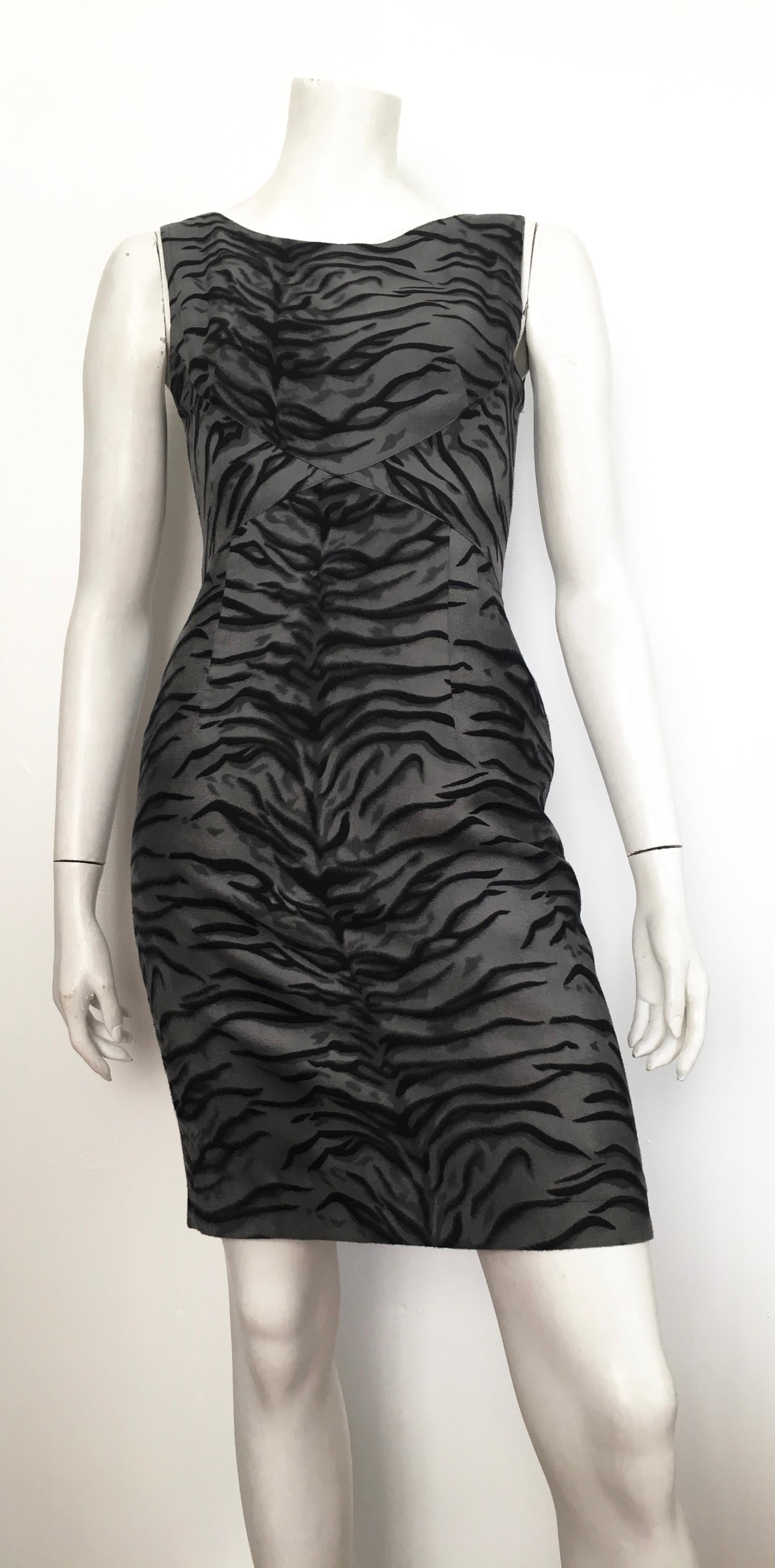 Moschino Gray Tiger Print Sleeveless Dress Size 4. For Sale 7